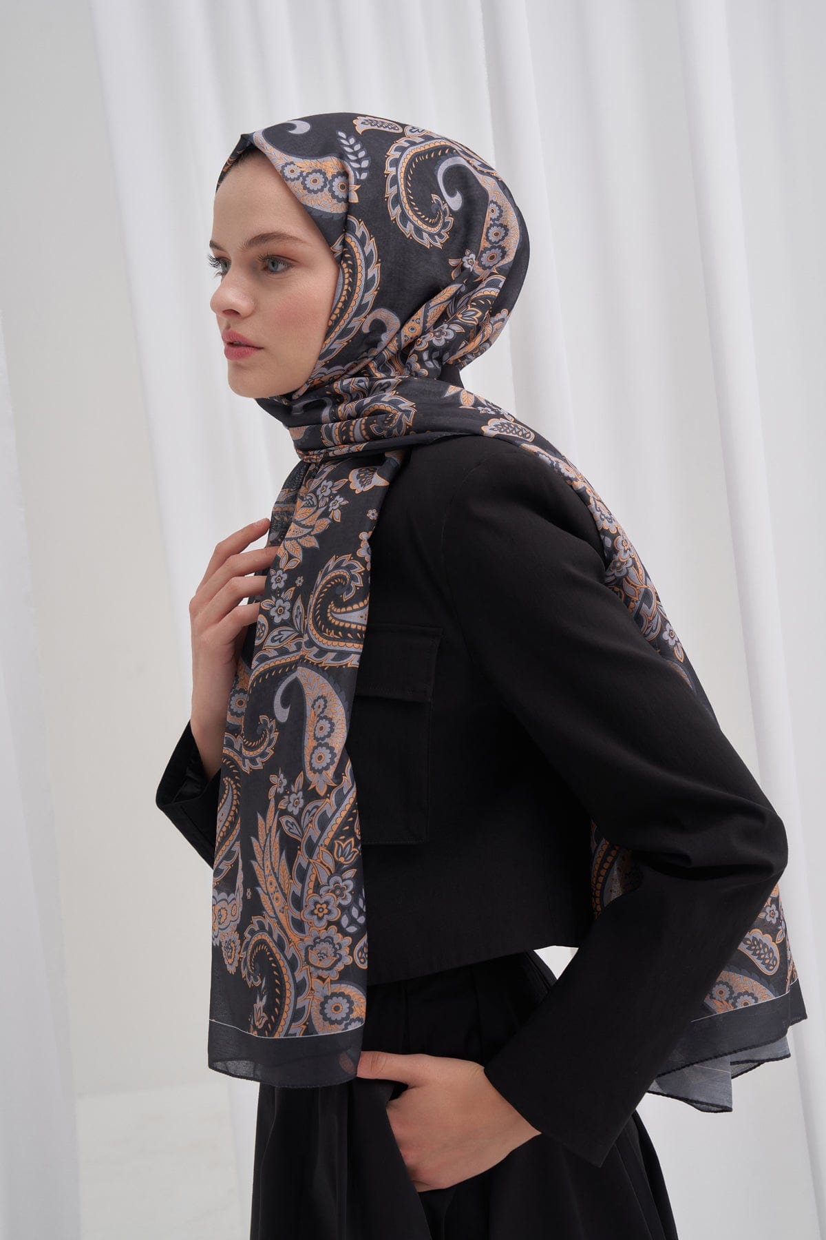 Mosaic Nilla Cotton Scarf Black