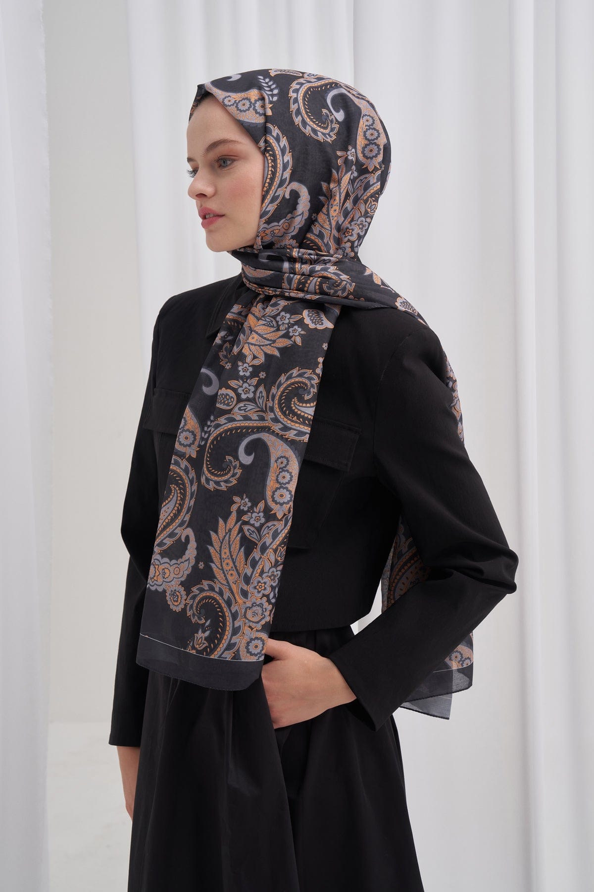 Mosaic Nilla Cotton Scarf Black