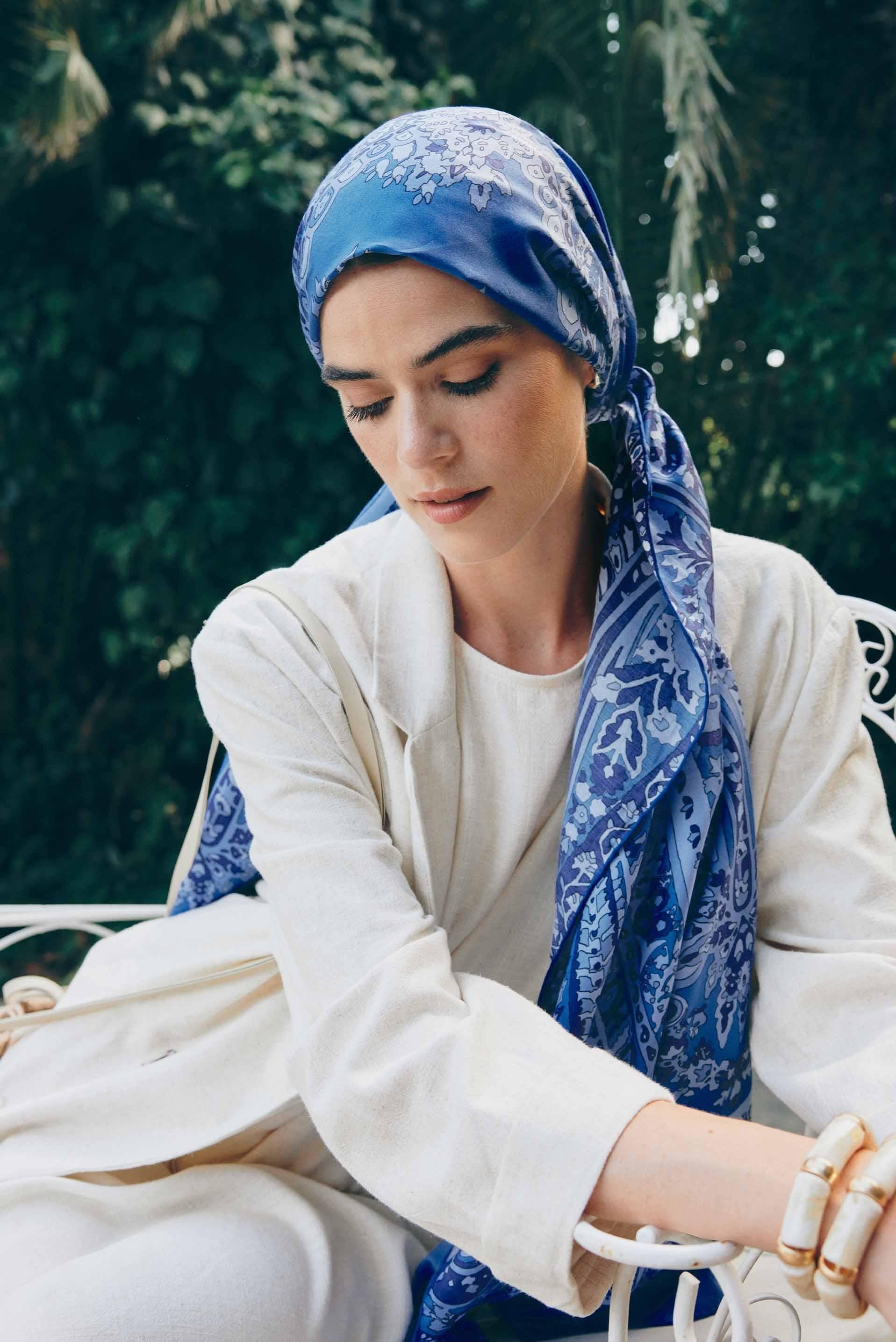 Night Comfy Silk Scarf Indigo