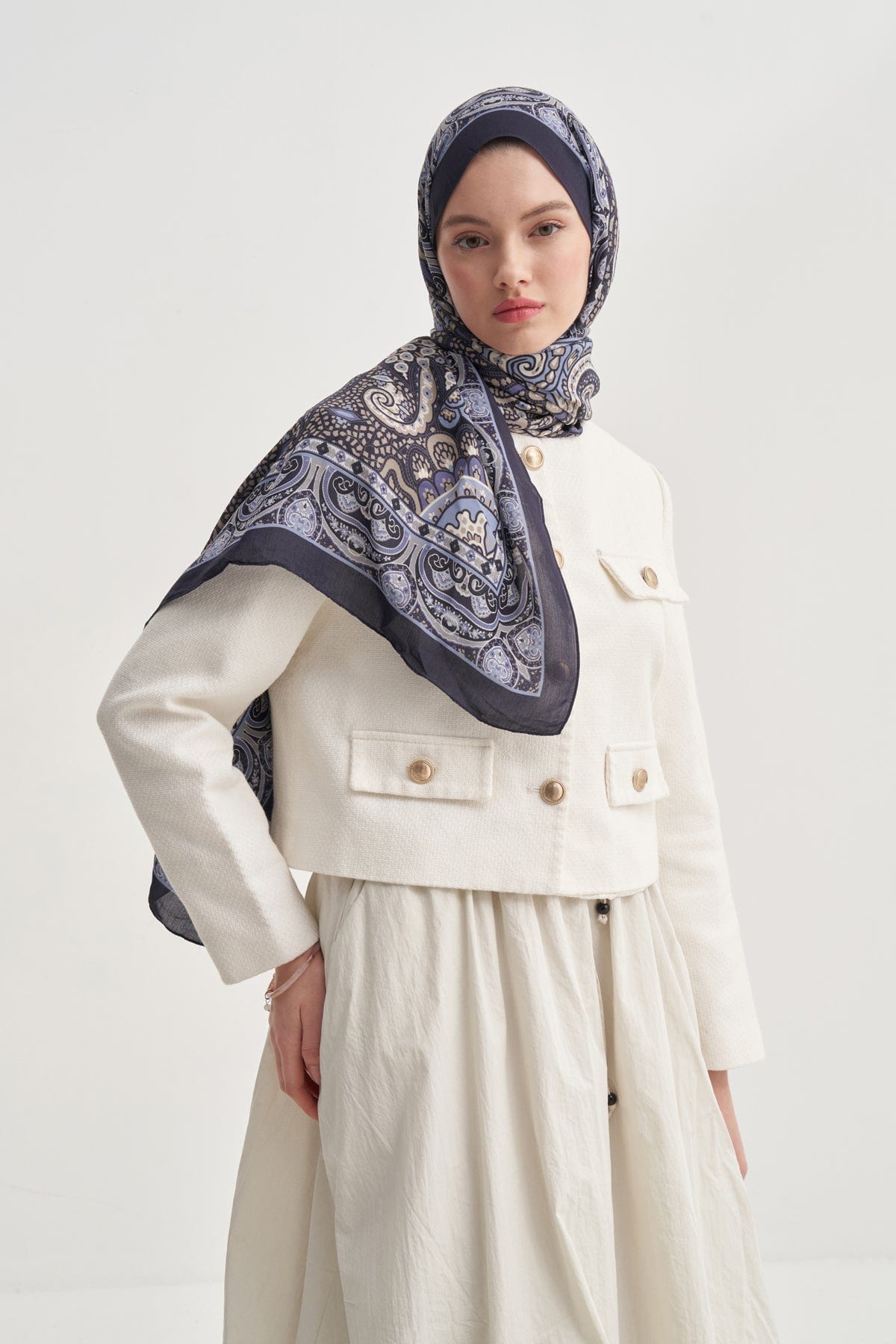Olea Nilla Cotton Scarf Deep Blue