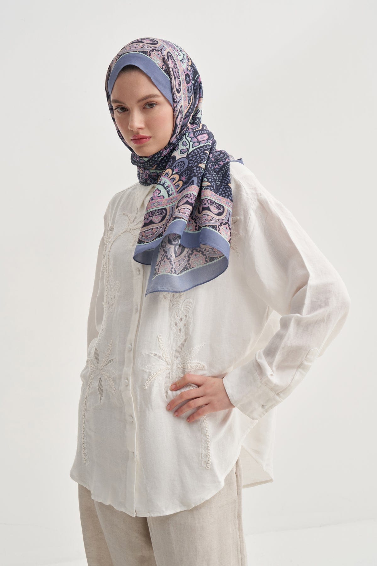 Olea Nilla Cotton Scarf Lilac