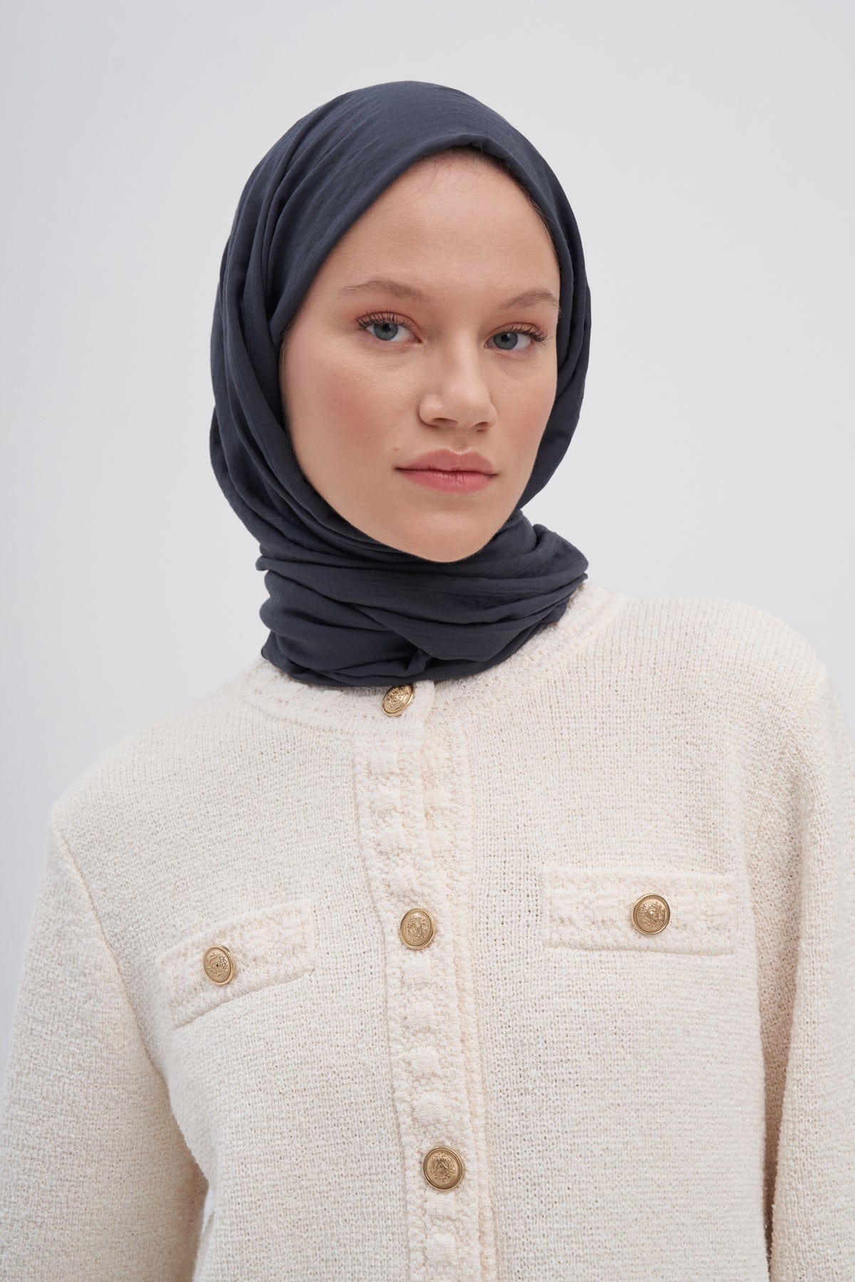 Organic Cotton Crinkle Scarf Anthracite