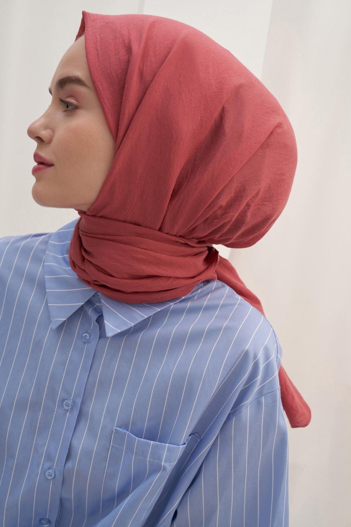 Organic Cotton Crinkle Scarf Coral