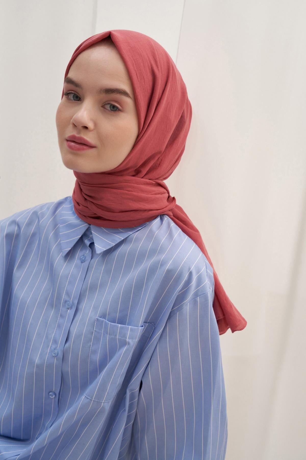 Organic Cotton Crinkle Scarf Coral