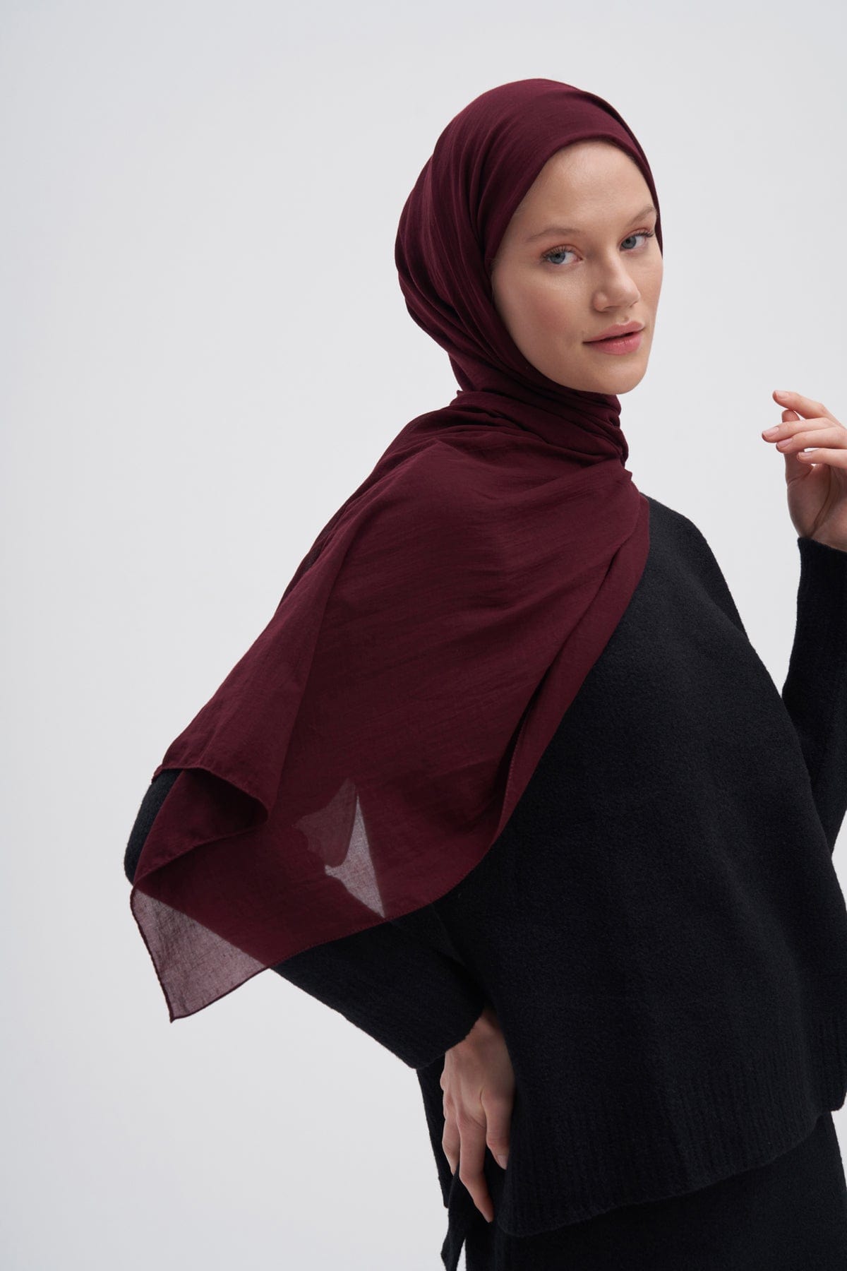 Organic Cotton Crinkle Scarf Dark Burgundy