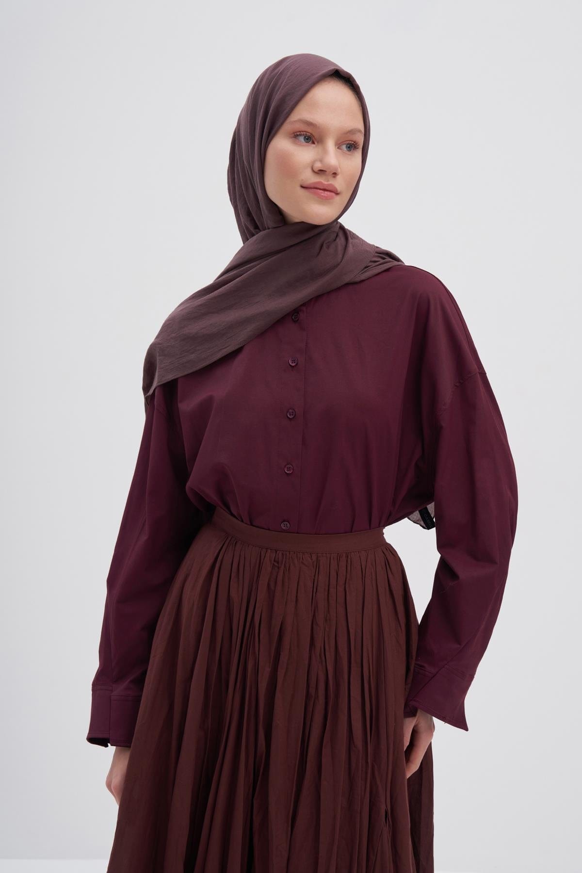 Organic Cotton Crinkle Scarf Dark Rose