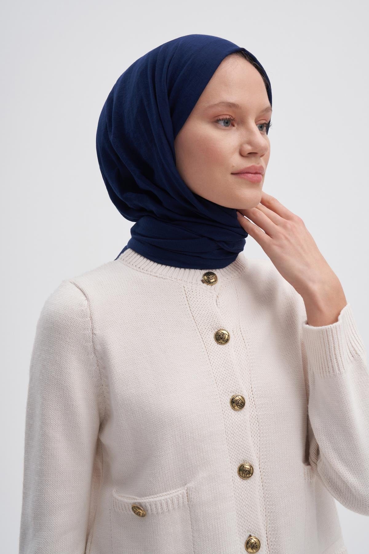 Organic Cotton Crinkle Scarf Deep Blue