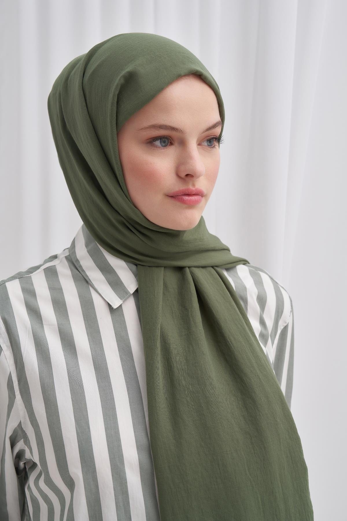 Organic Cotton Crinkle Scarf Evergreen