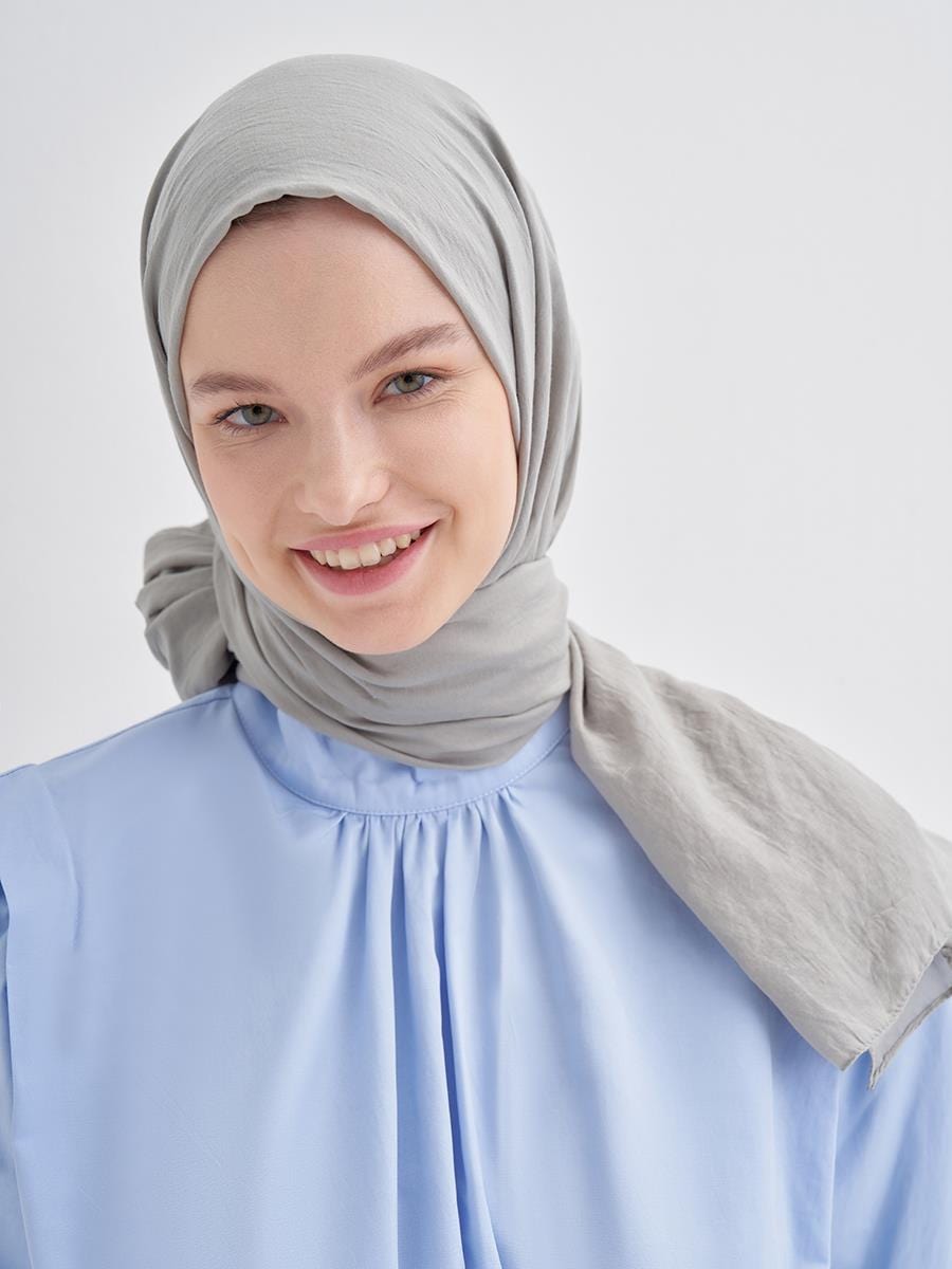 Organic Cotton Crinkle Scarf Light Gray