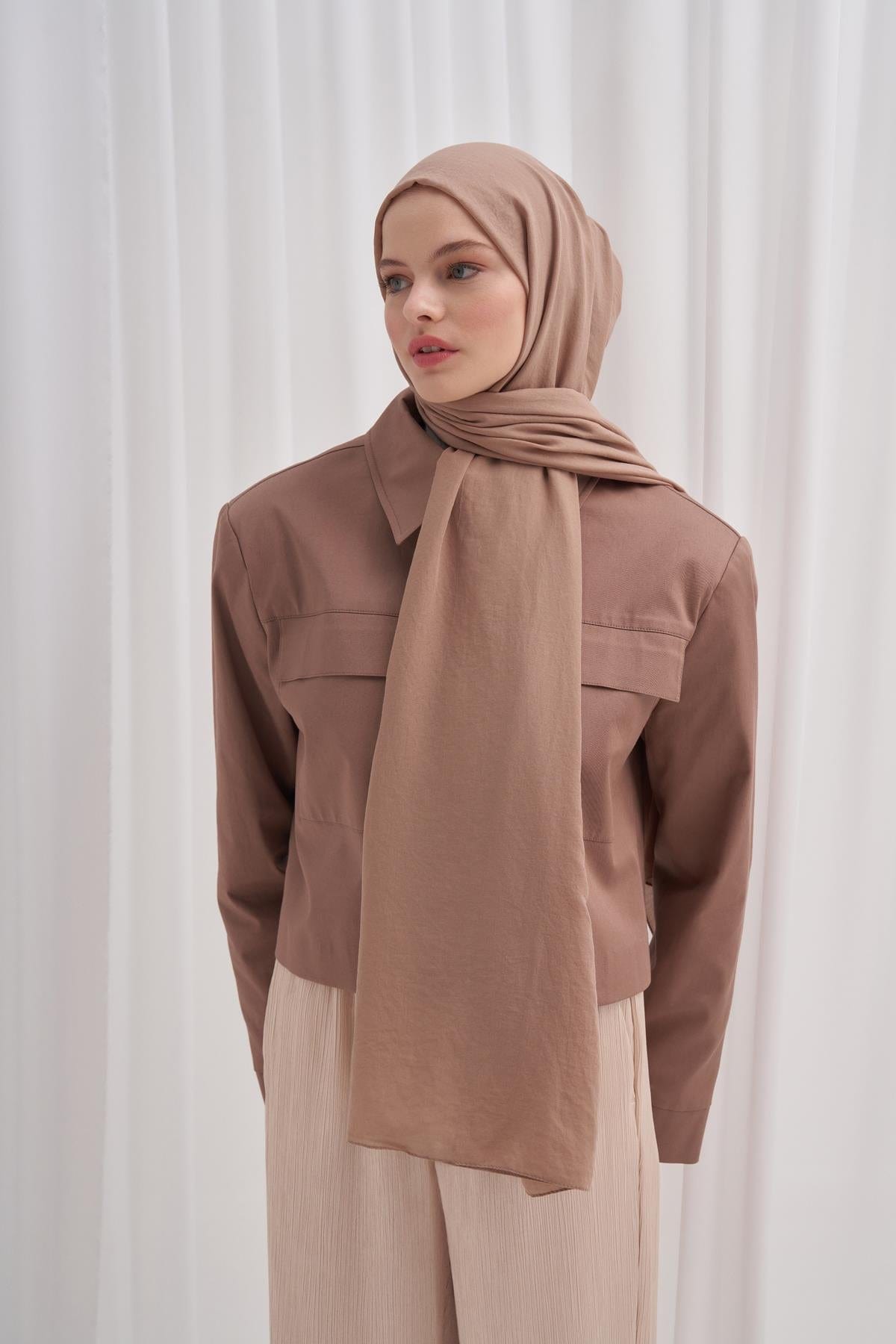 Organic Cotton Crinkle Scarf Mink
