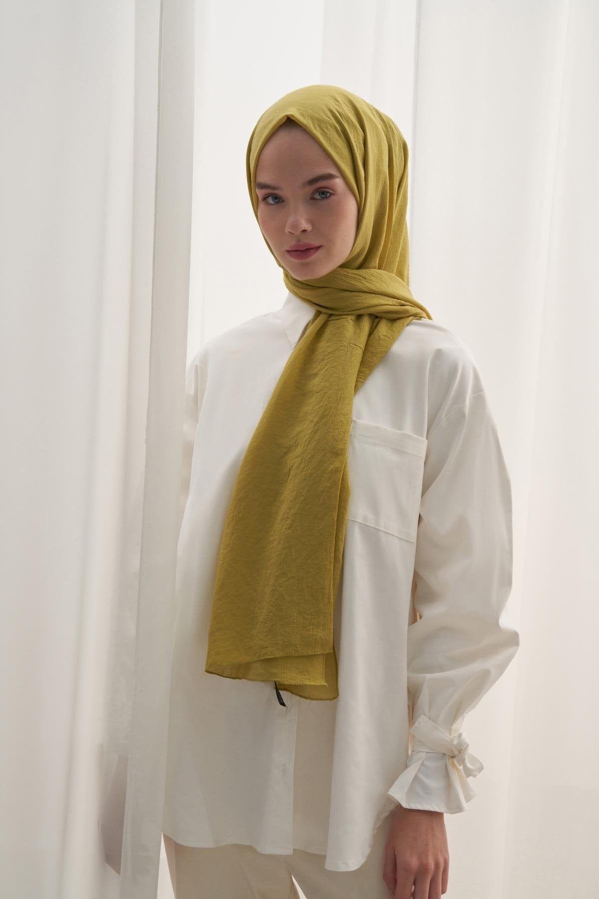 Organic Cotton Crinkle Scarf Mustard