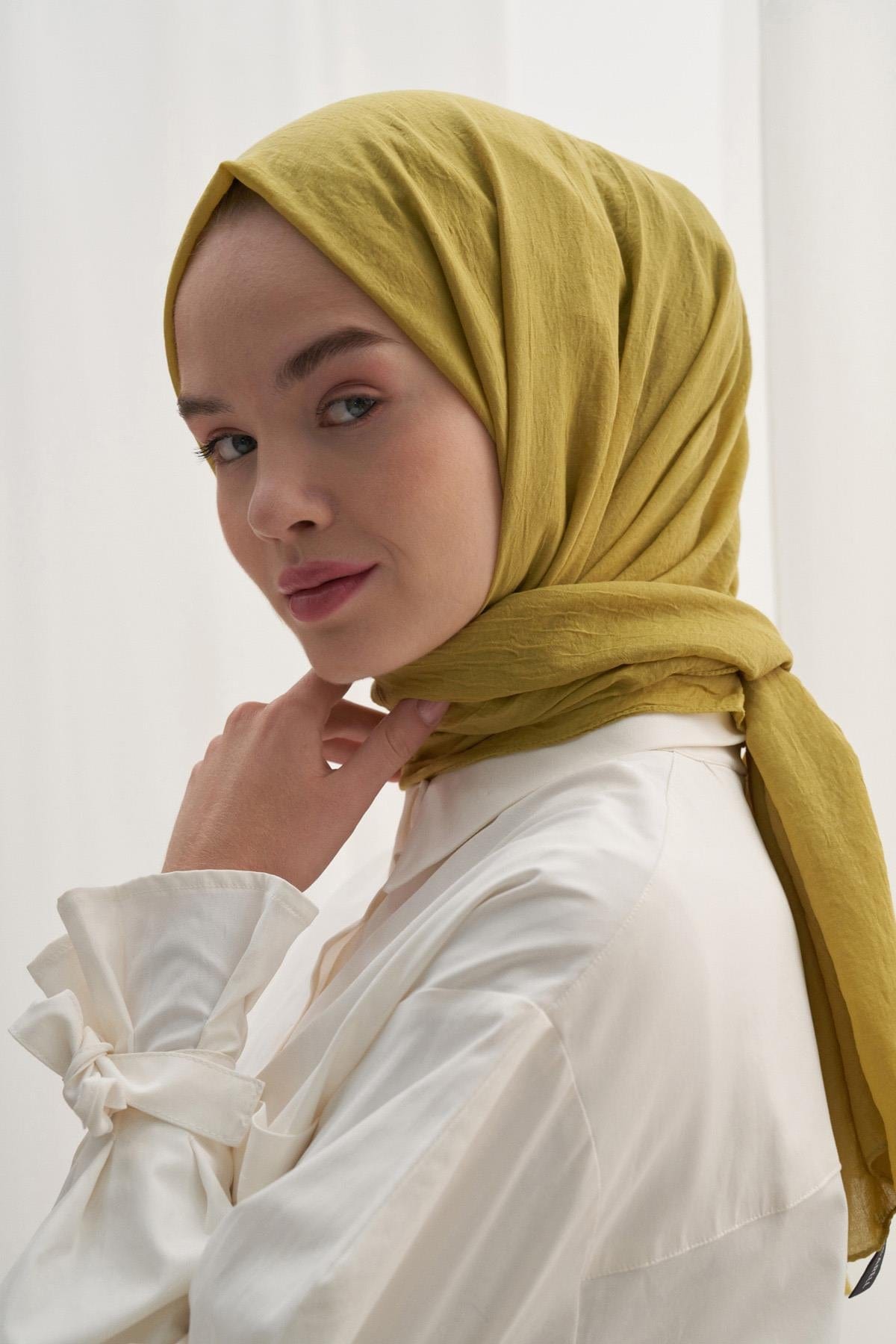 Organic Cotton Crinkle Scarf Mustard