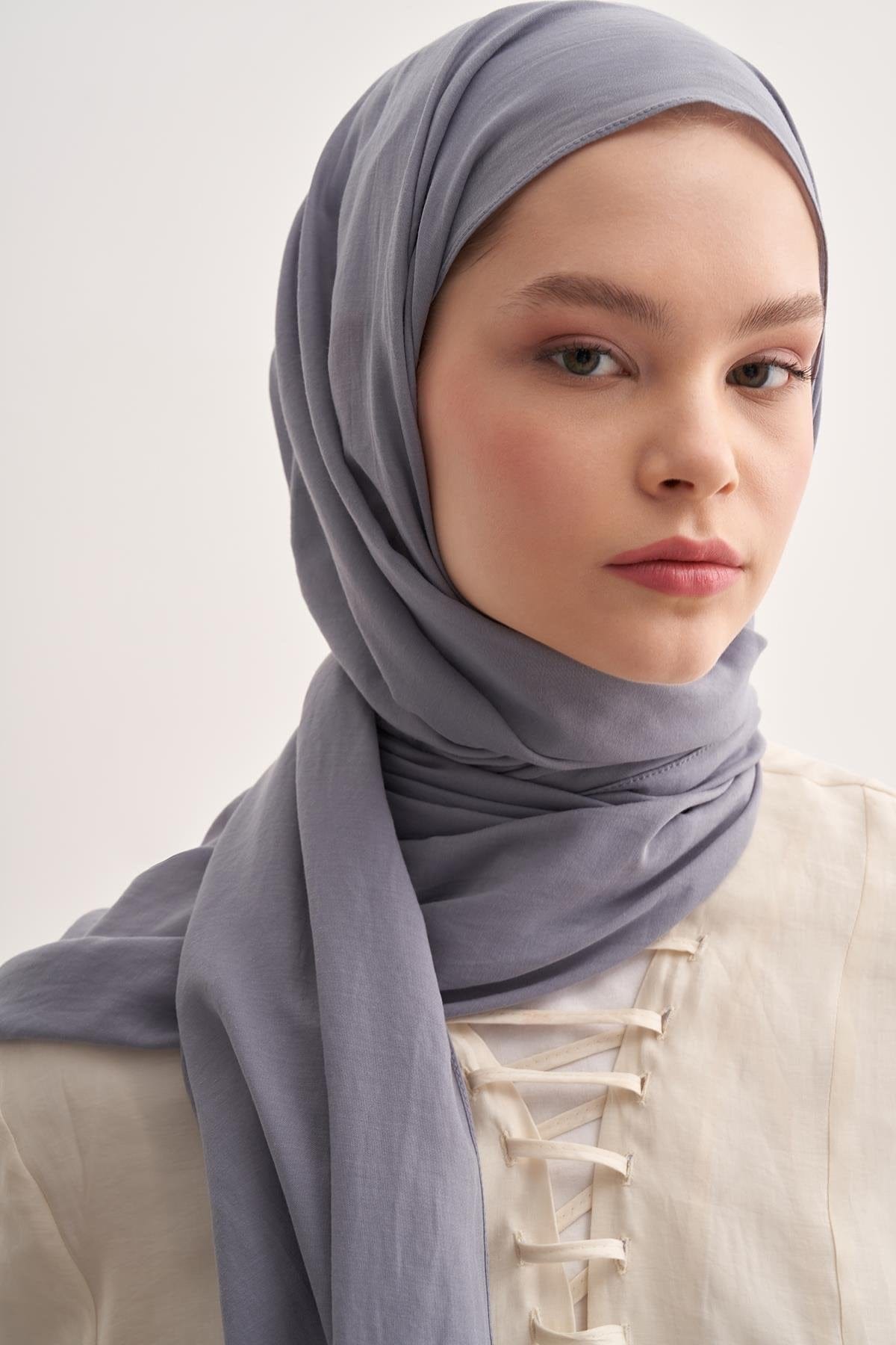 Organic Cotton Crinkle Scarf Silver Gray