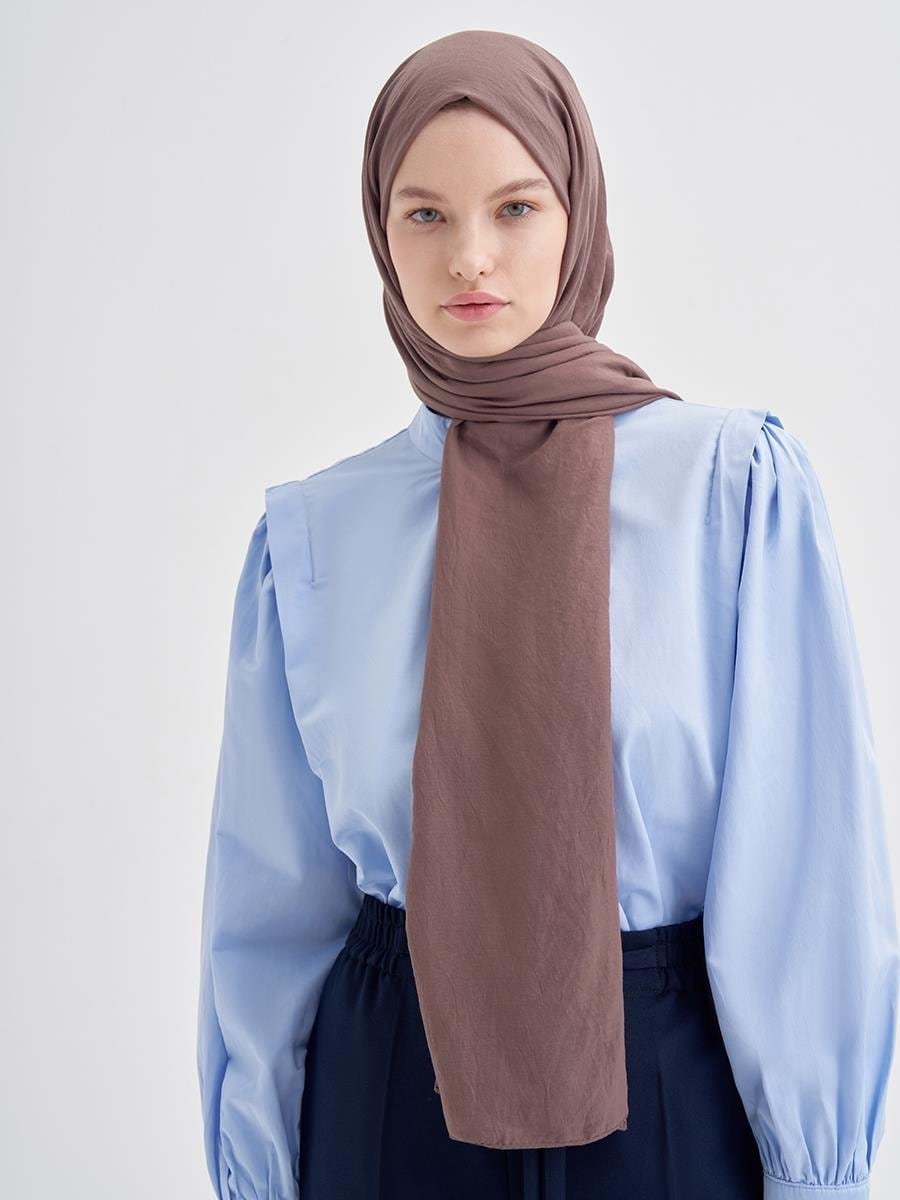 Organic Cotton Crinkle Scarf Soft Brown