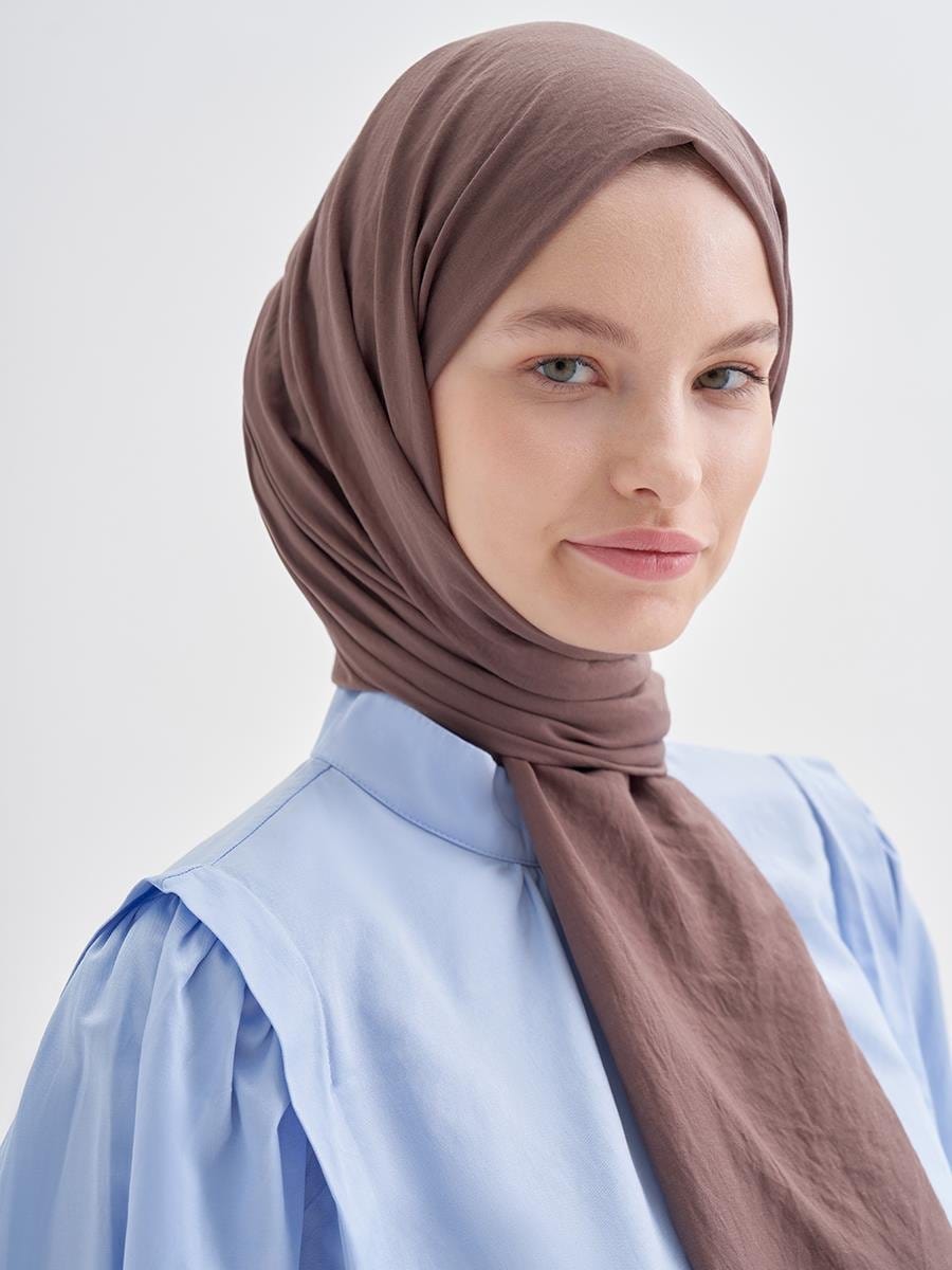 Organic Cotton Crinkle Scarf Soft Brown