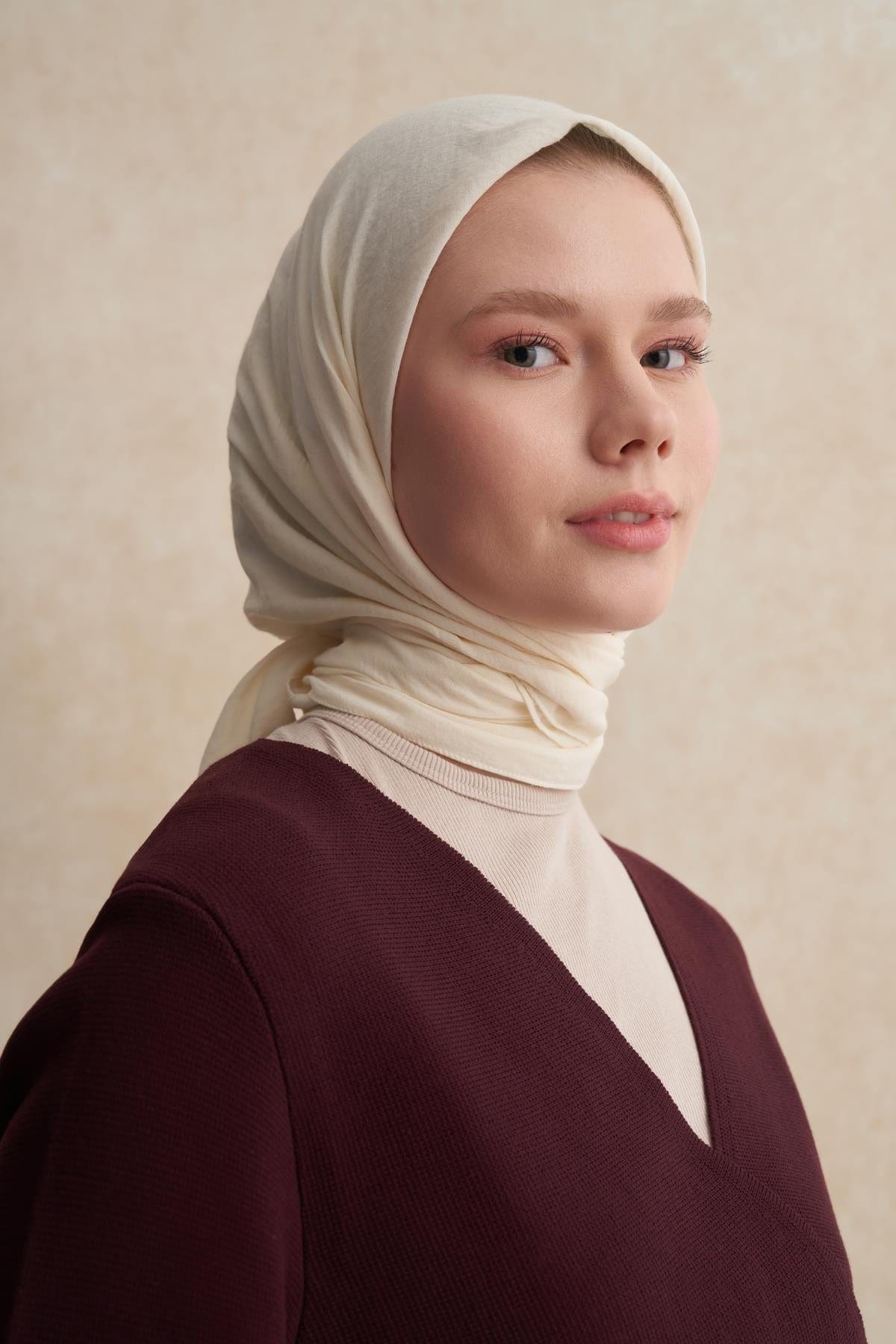 Organic Cotton Crinkle Square Scarf Pearl