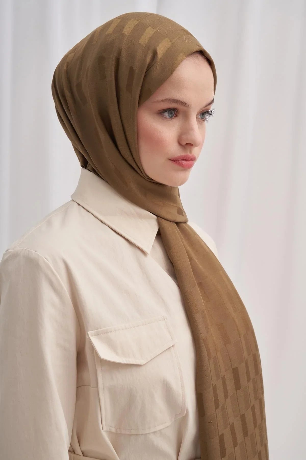 Pinstripe Jacquard Italian Silk Scarf Hazel