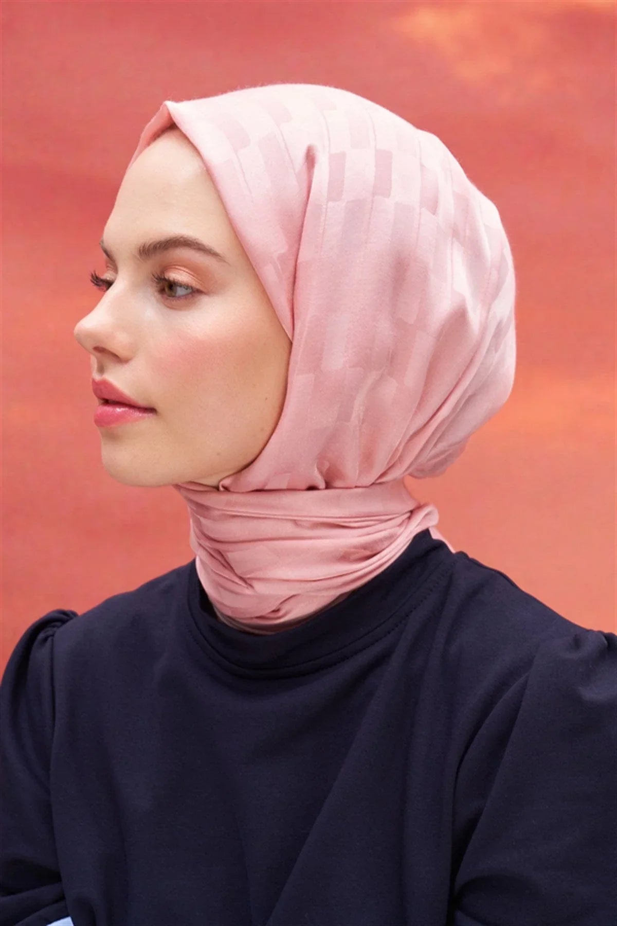 Pinstripe Jacquard Italian Silk Scarf Powder Pink