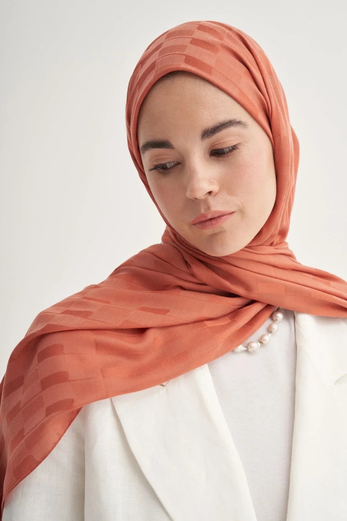 Pinstripe Jacquard Italian Silk Scarf Tile