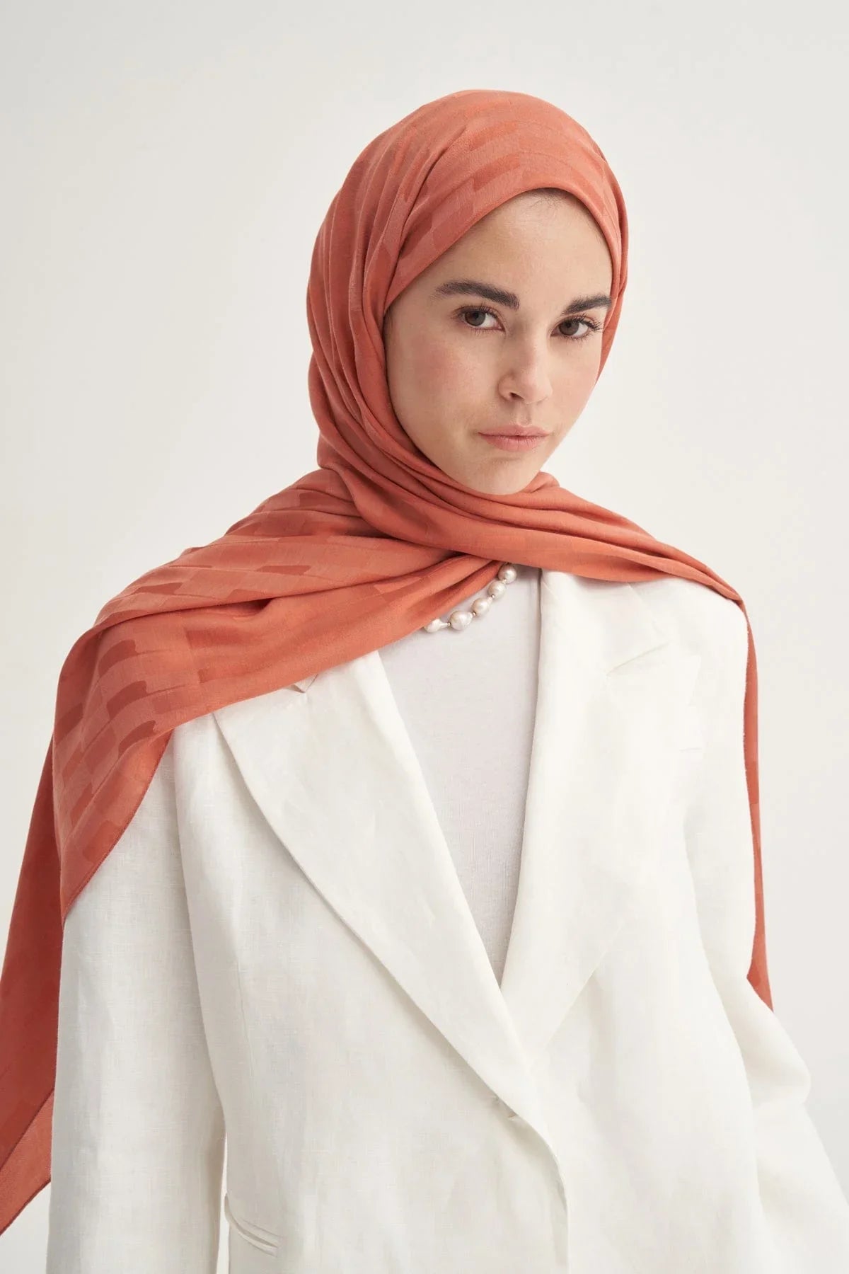 Pinstripe Jacquard Italian Silk Scarf Tile