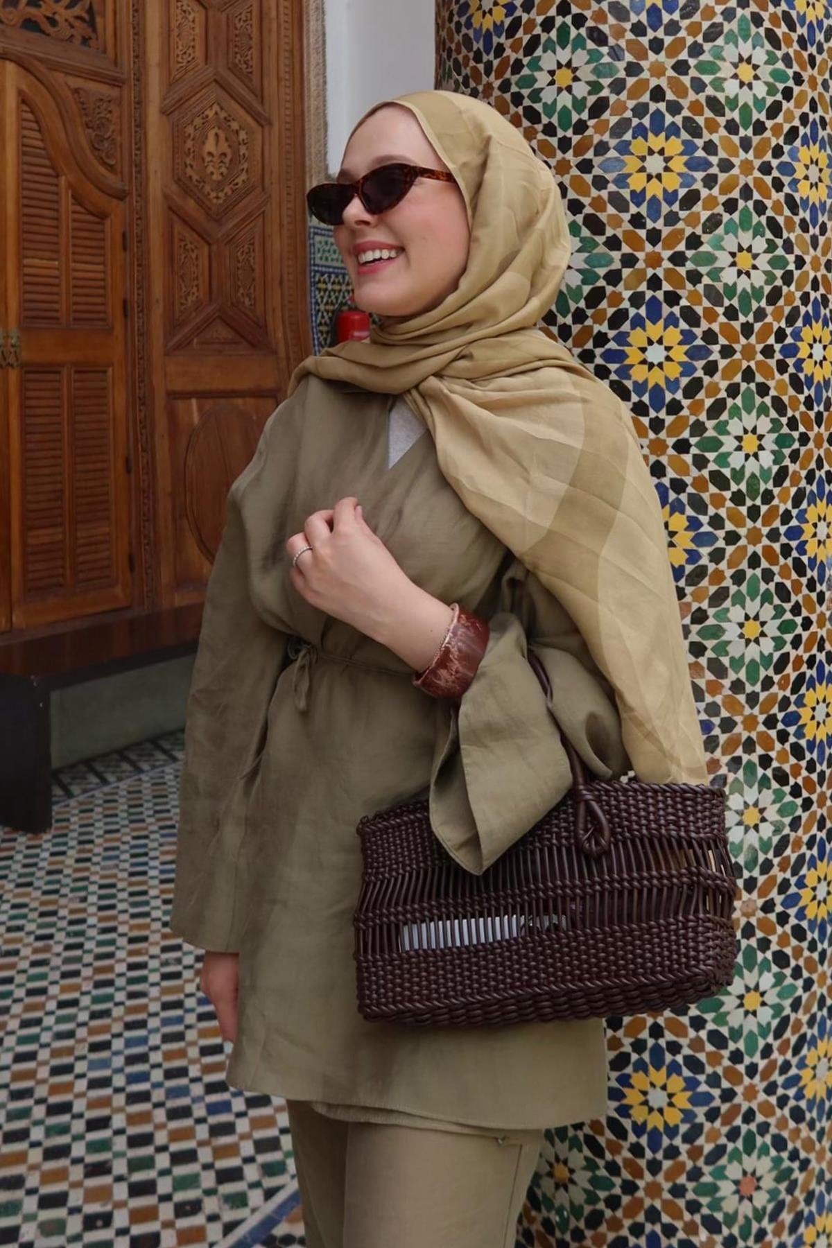 Rana Cesur's Choice: Linea Monogram Viscose Scarf Mustard