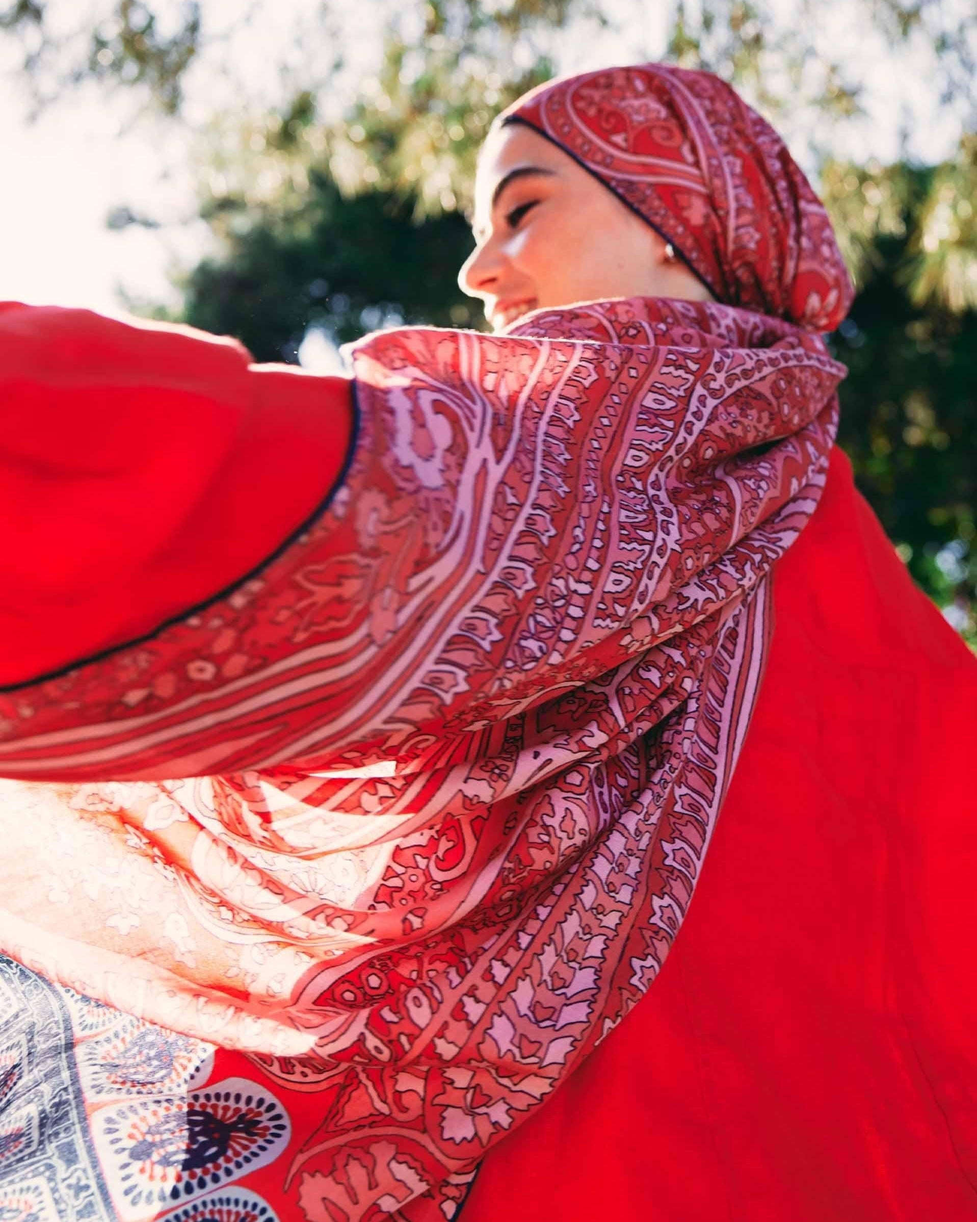 Roots Comfy Silk Scarf Tangerine Pink