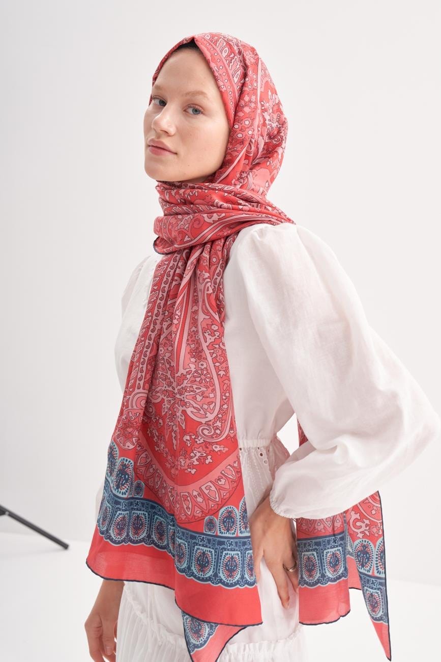 Roots Comfy Silk Scarf Tangerine Pink