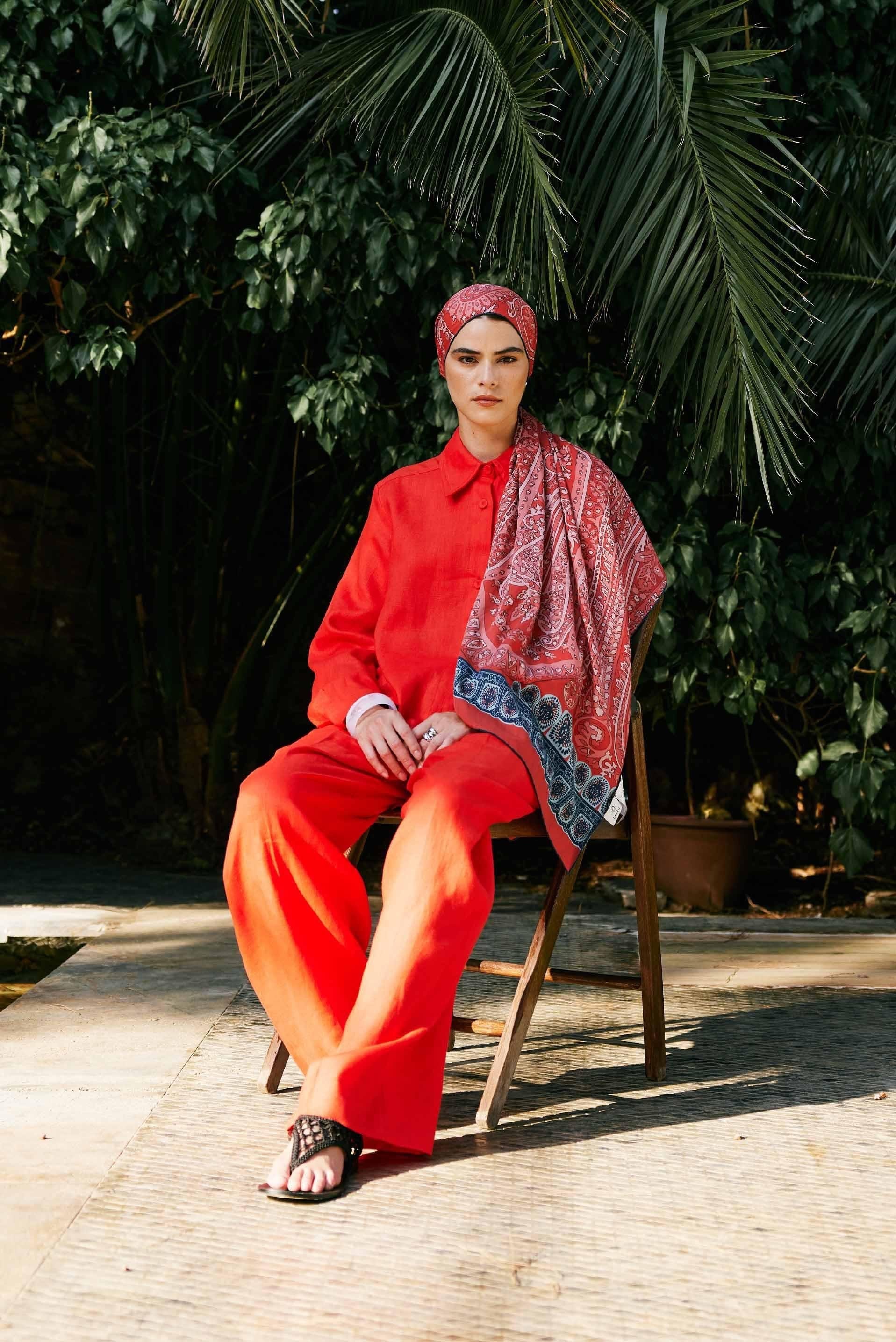 Roots Comfy Silk Scarf Tangerine Pink