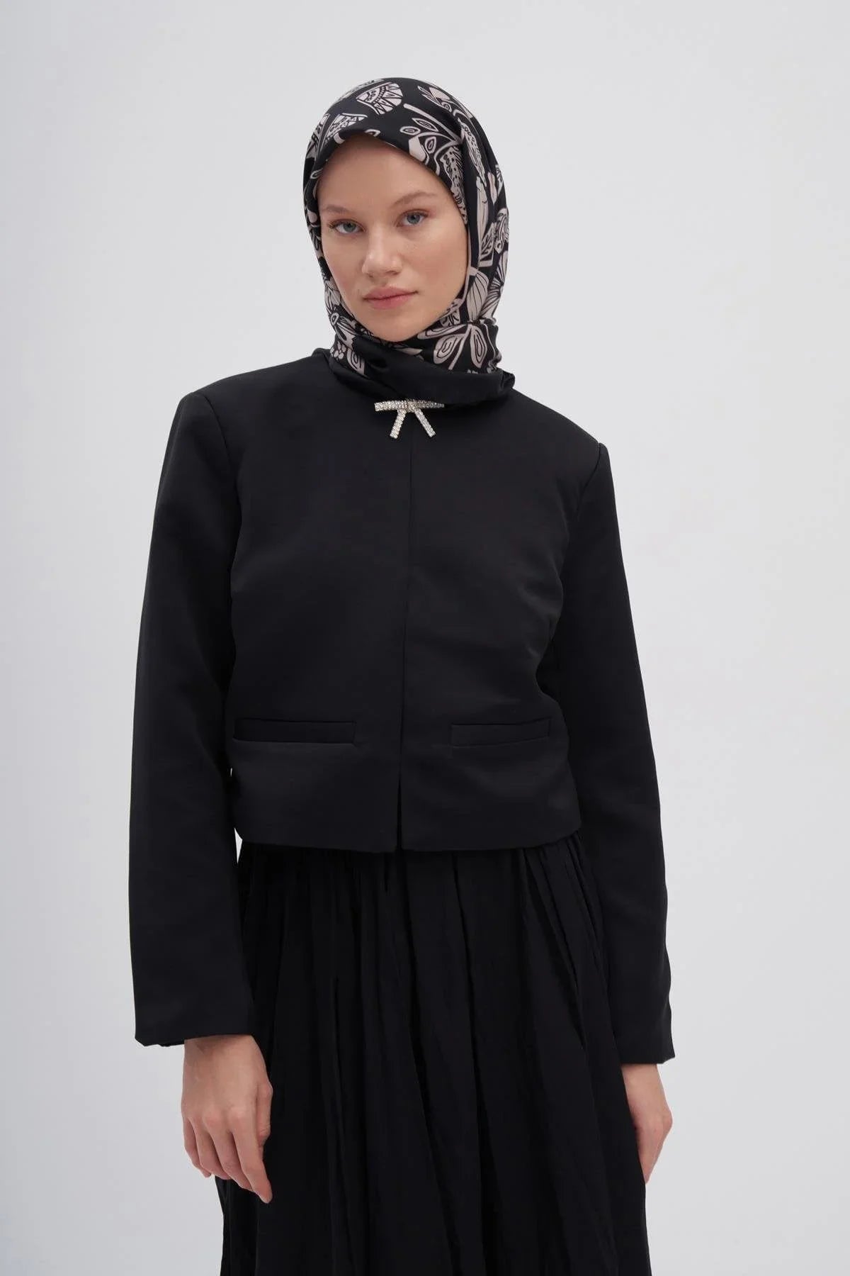 Rose Black Mulbary Silk Square Scarf