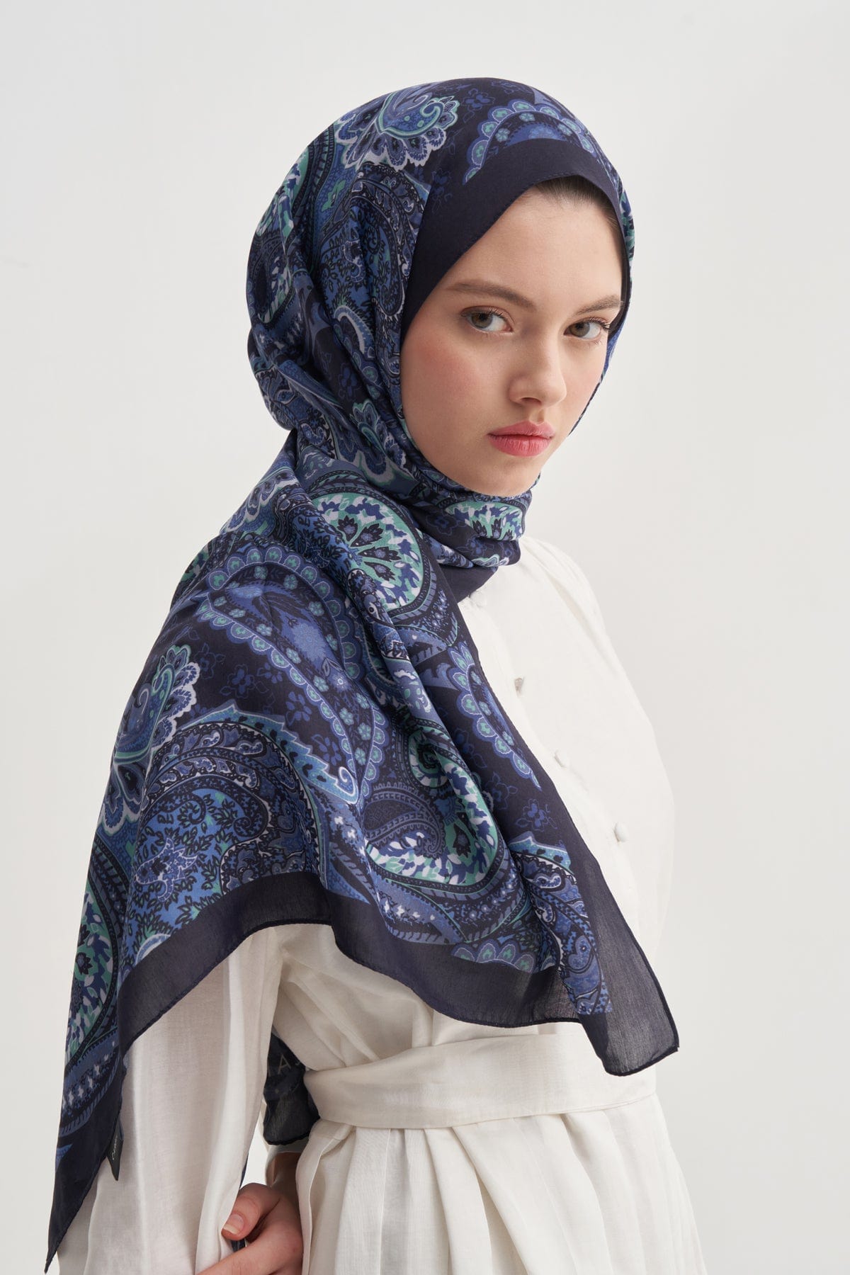 Rosella Nilla Cotton Scarf Sax Blue