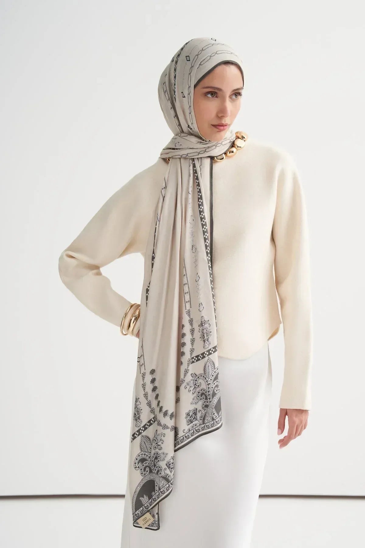 saphira-incira-viscose-scarf-ecru-5075 - Carell Hijab