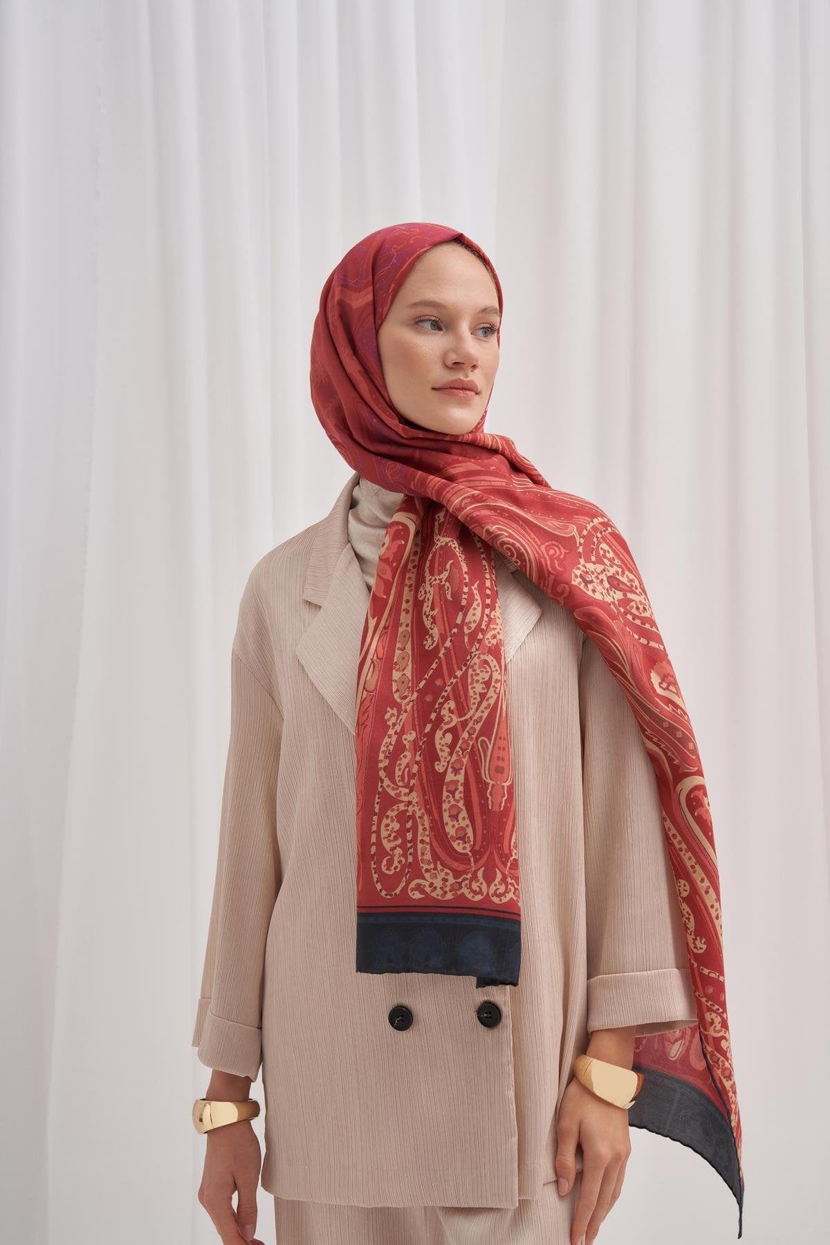 Scarlet Burgundy Comfy Silk Scarf
