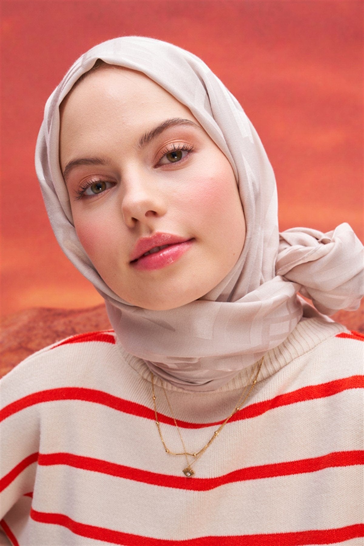 Script Pattern Jacquard Italian Silk Scarf Camel