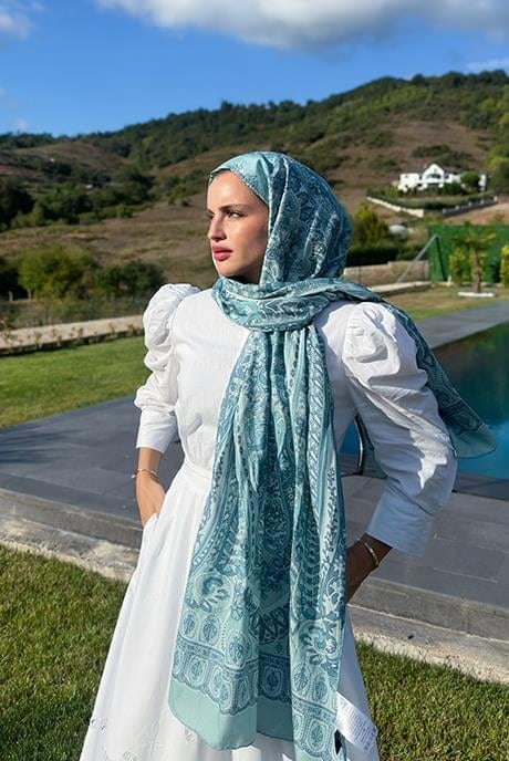 Şevval's Choice Hues Comfy Silk Scarf Blue
