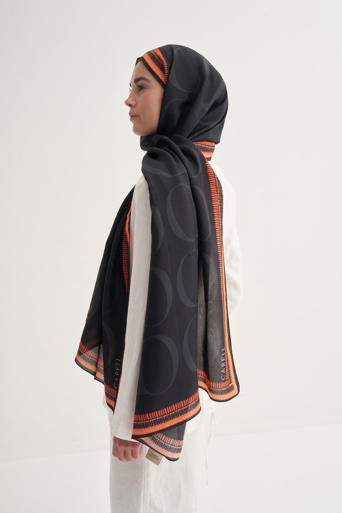 Side Monogram Viscose Scarf Black