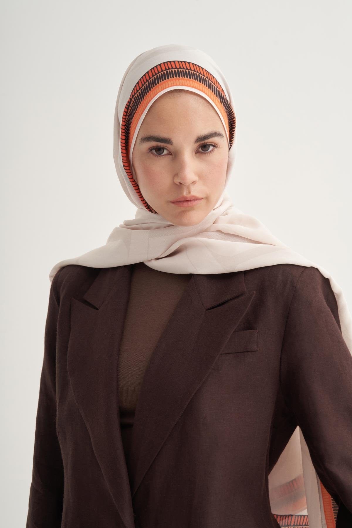 Side Monogram Viscose Scarf Cream