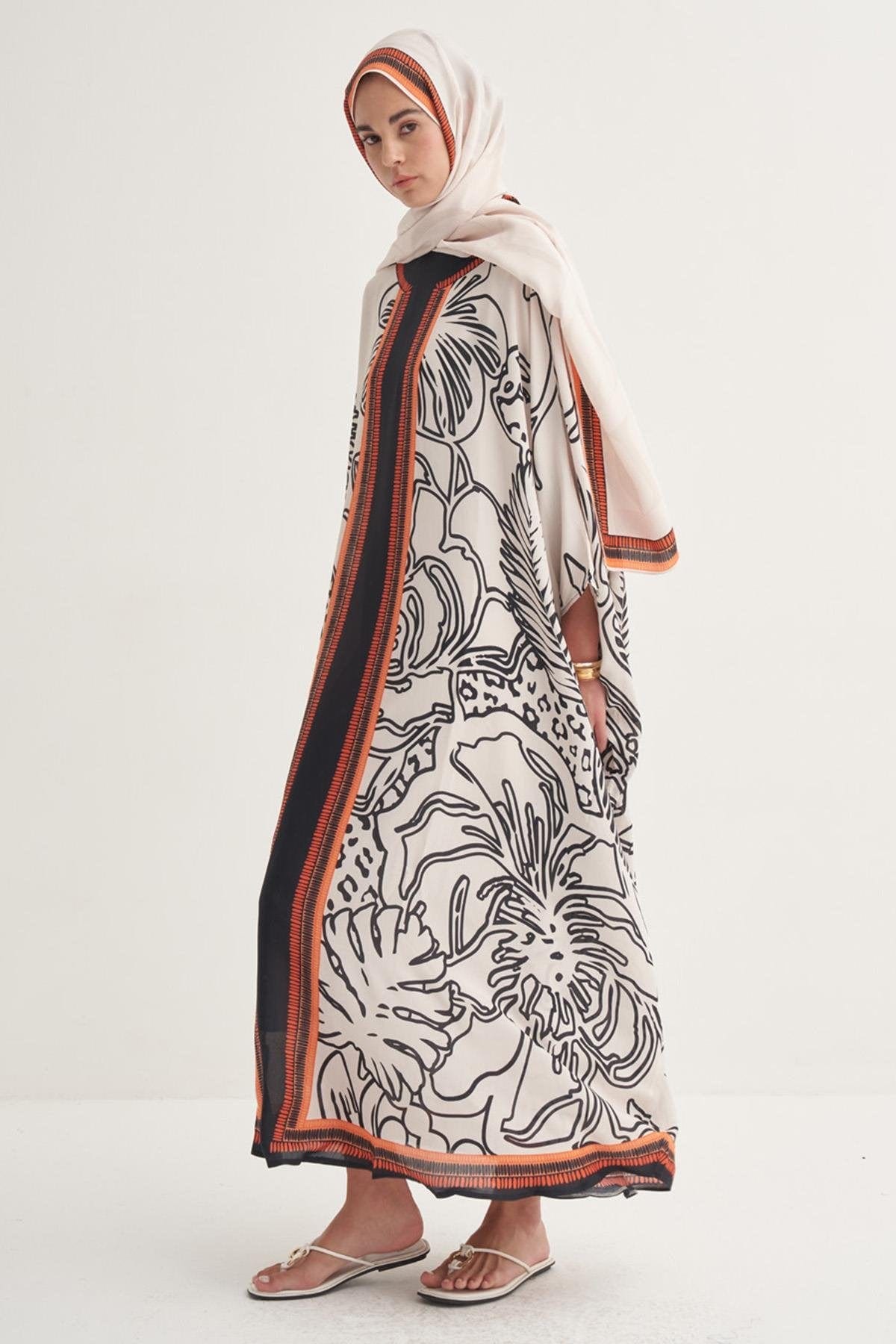 Side Viscose Abaya Cream