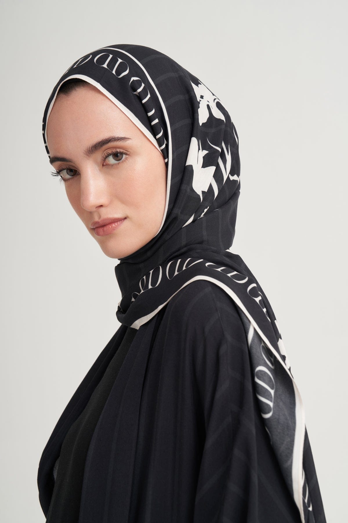 Sira Monogram Viscose Scarf Black