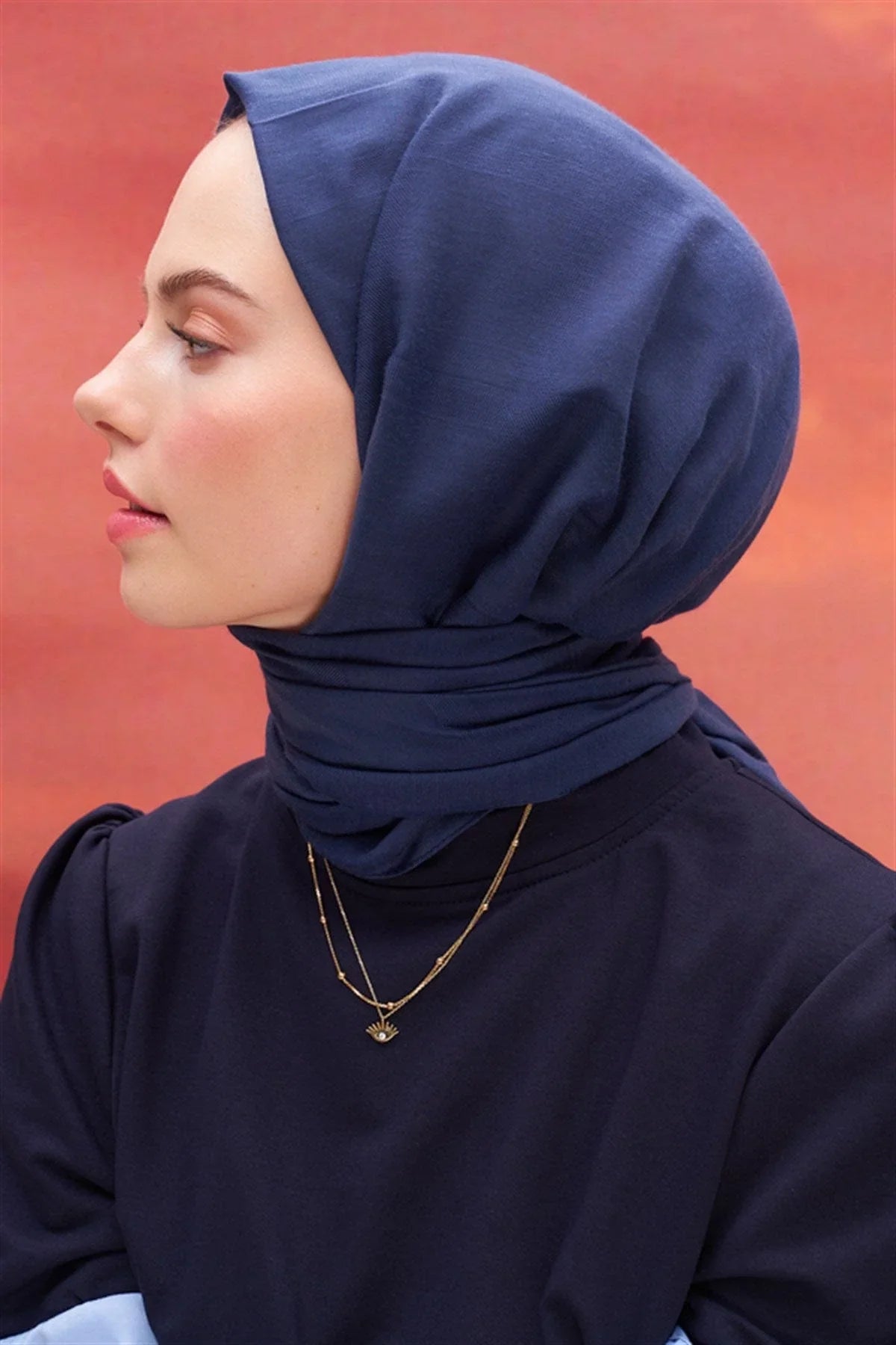 Square Patterned Modal Jacquard Scarf Deep Blue