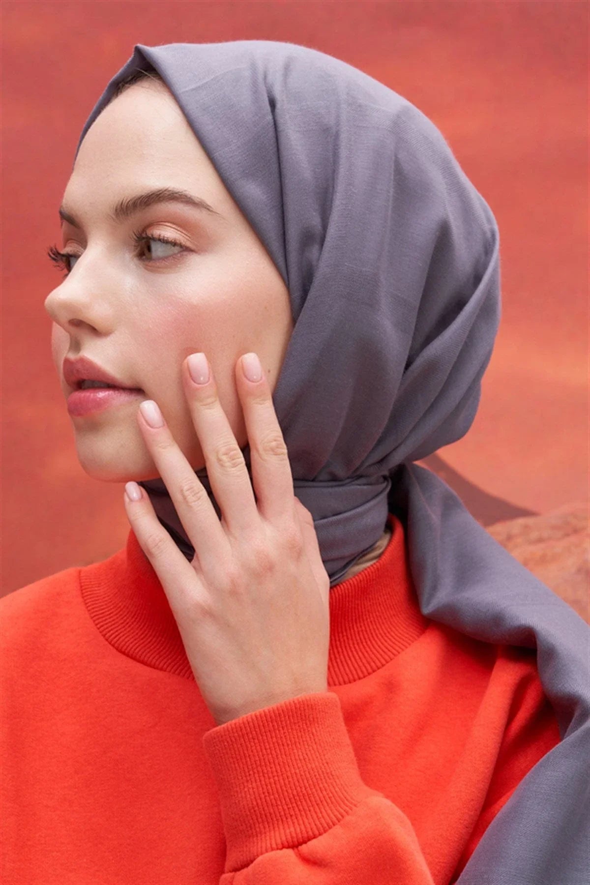 Square Patterned Modal Jacquard Scarf Gray