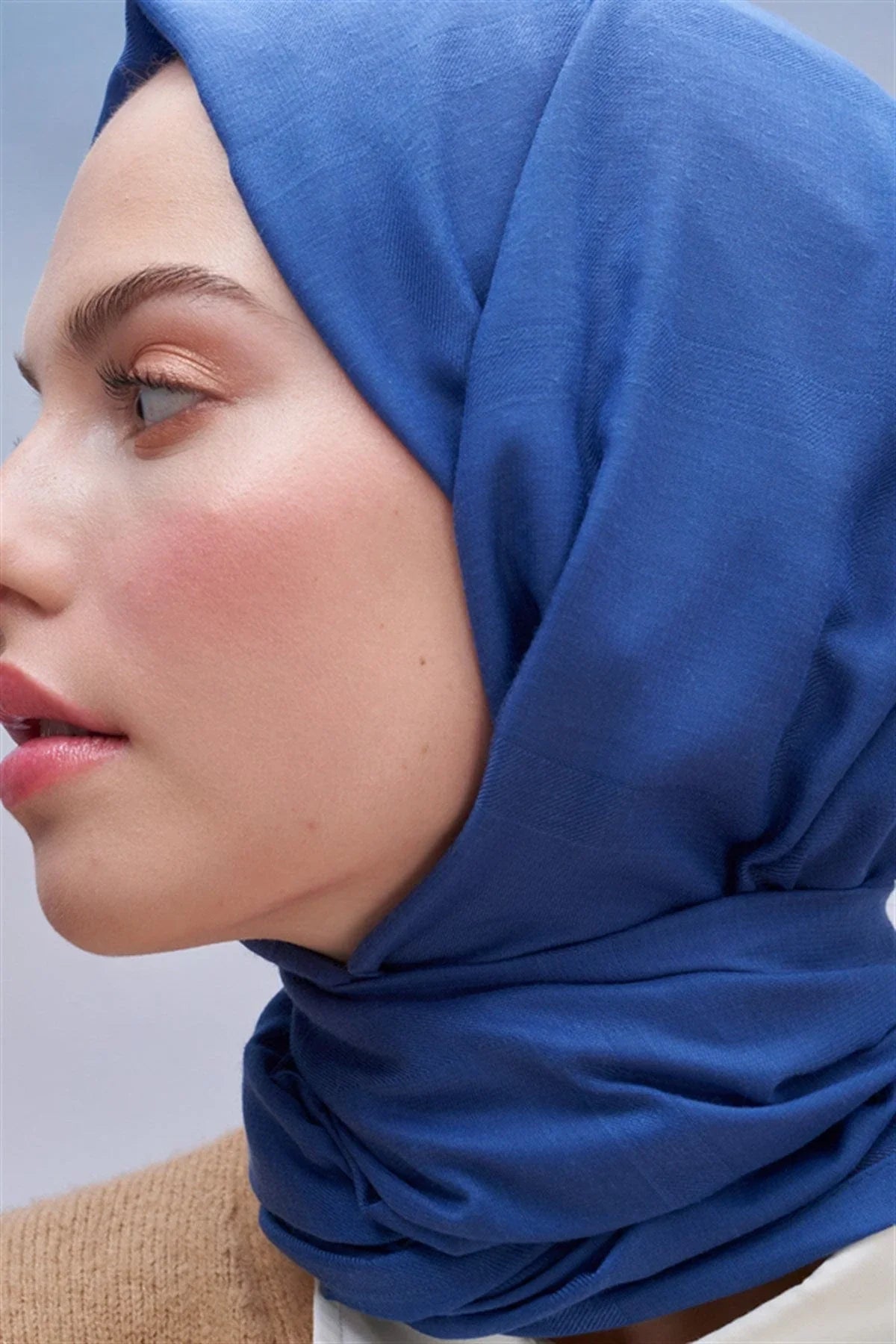 Square Patterned Modal Jacquard Scarf Indigo