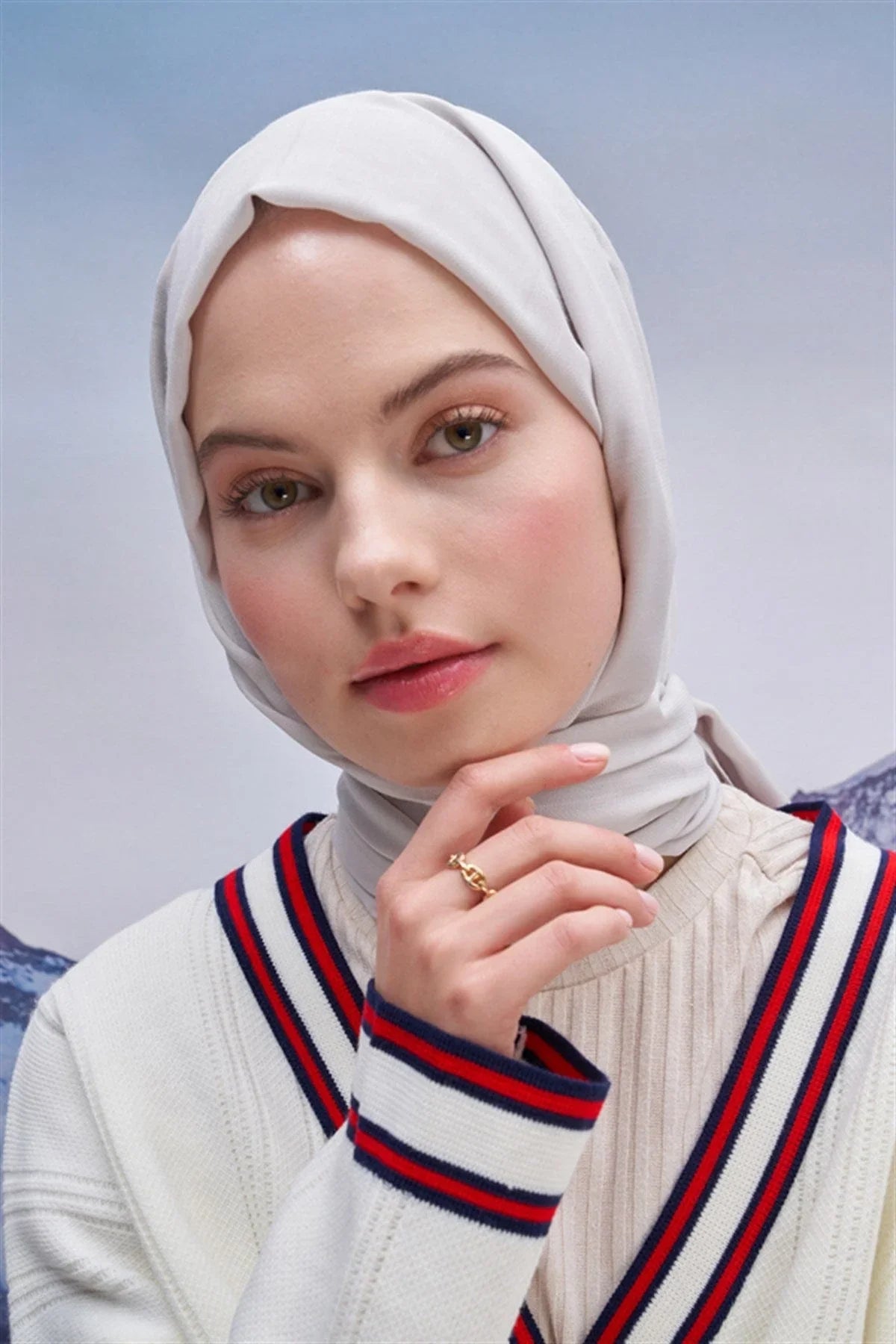 Square Patterned Modal Jacquard Scarf Silver