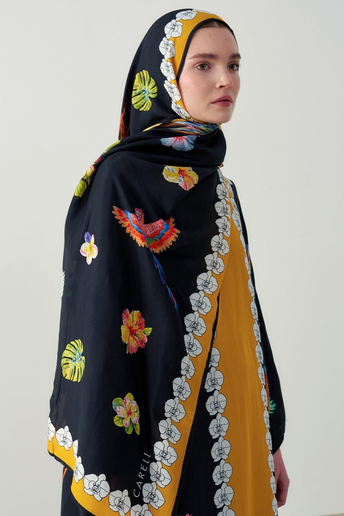 Sunshine Monogram Viscose Scarf Black