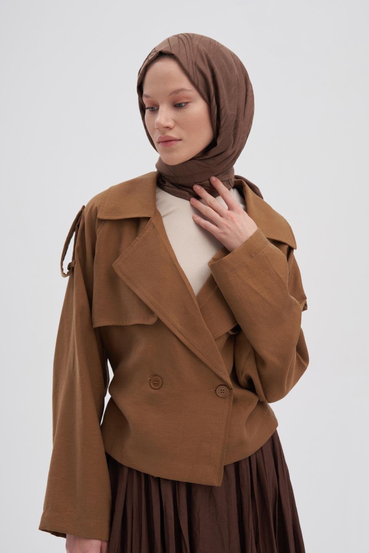 Symmetric Jacquard Italian Silk Dusty Brown