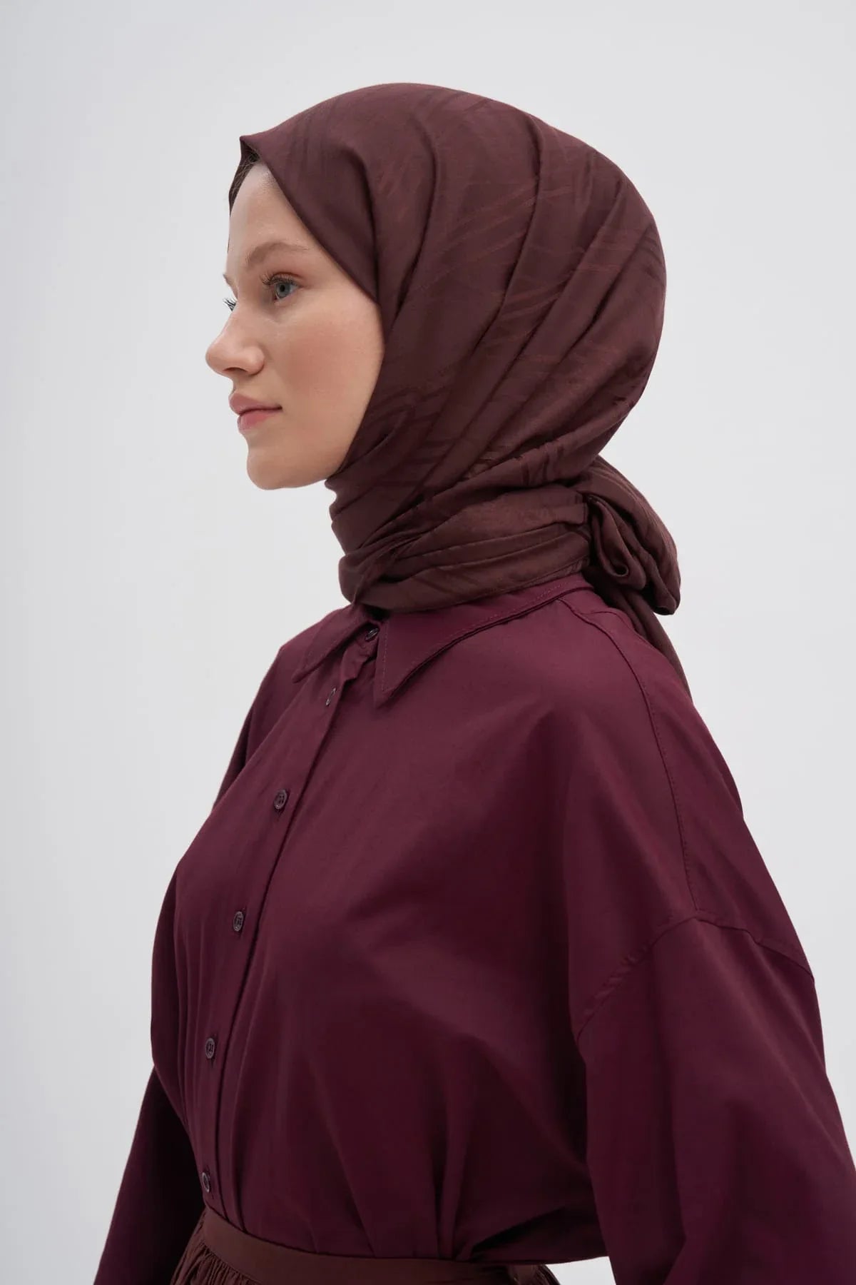 symmetric-jacquard-italian-silk-scarf-dark-brown-3569 - Carell Hijab