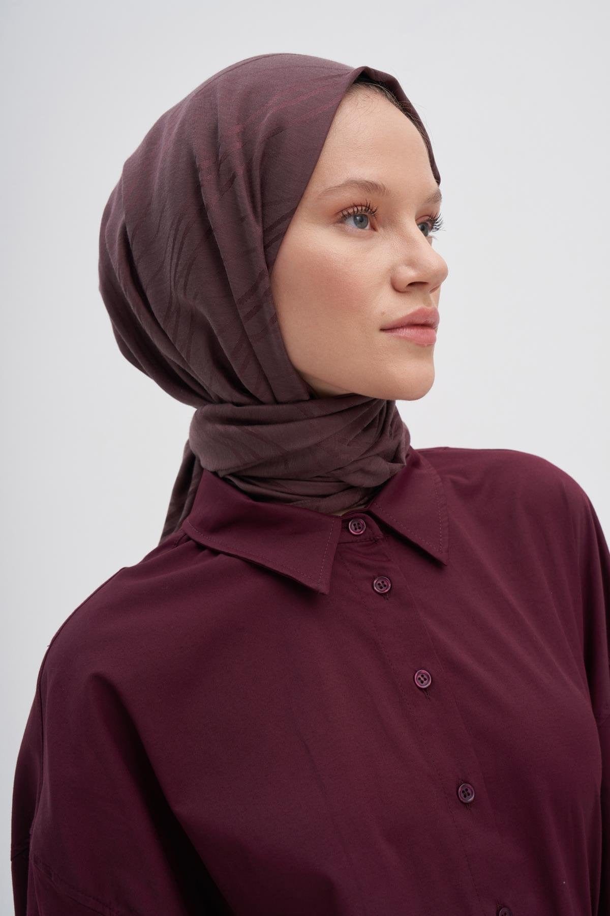 Symmetric Jacquard Italian Silk Scarf Dark Rose