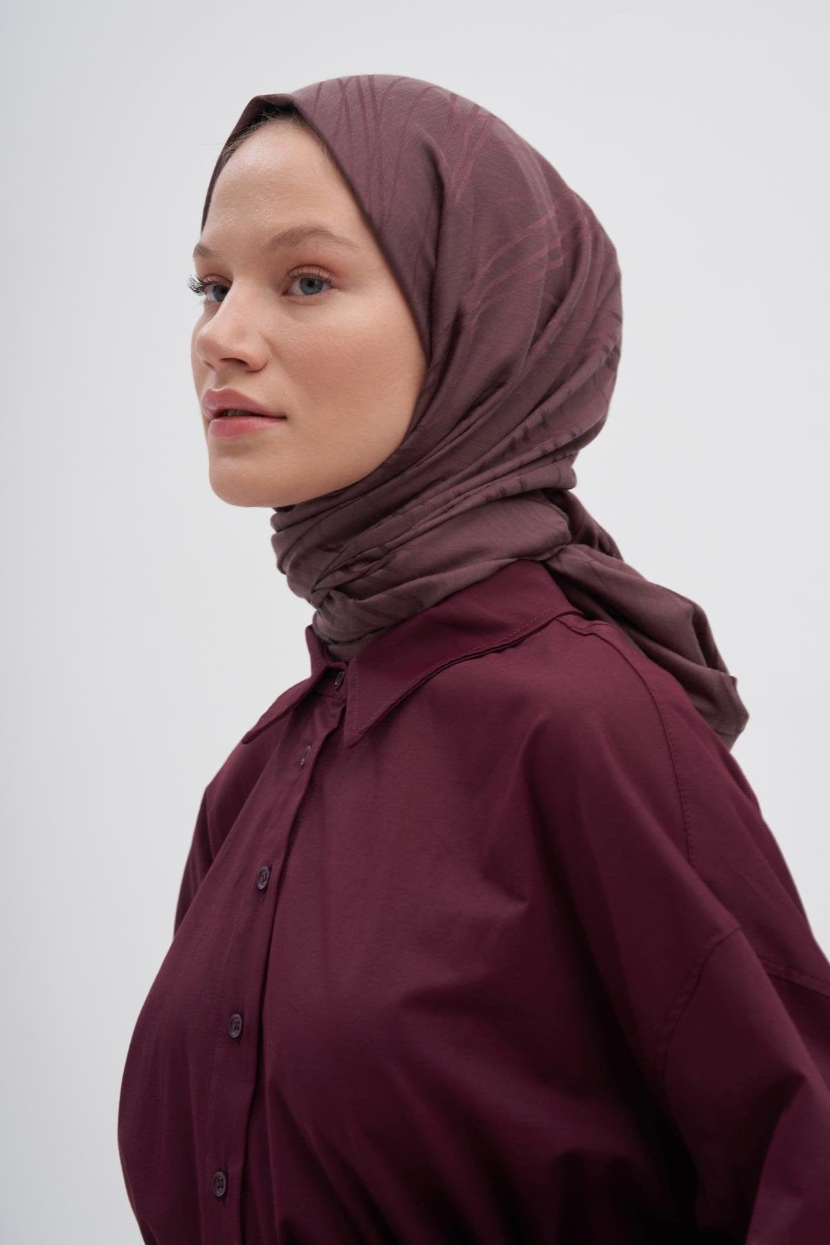 Symmetric Jacquard Italian Silk Scarf Dark Rose