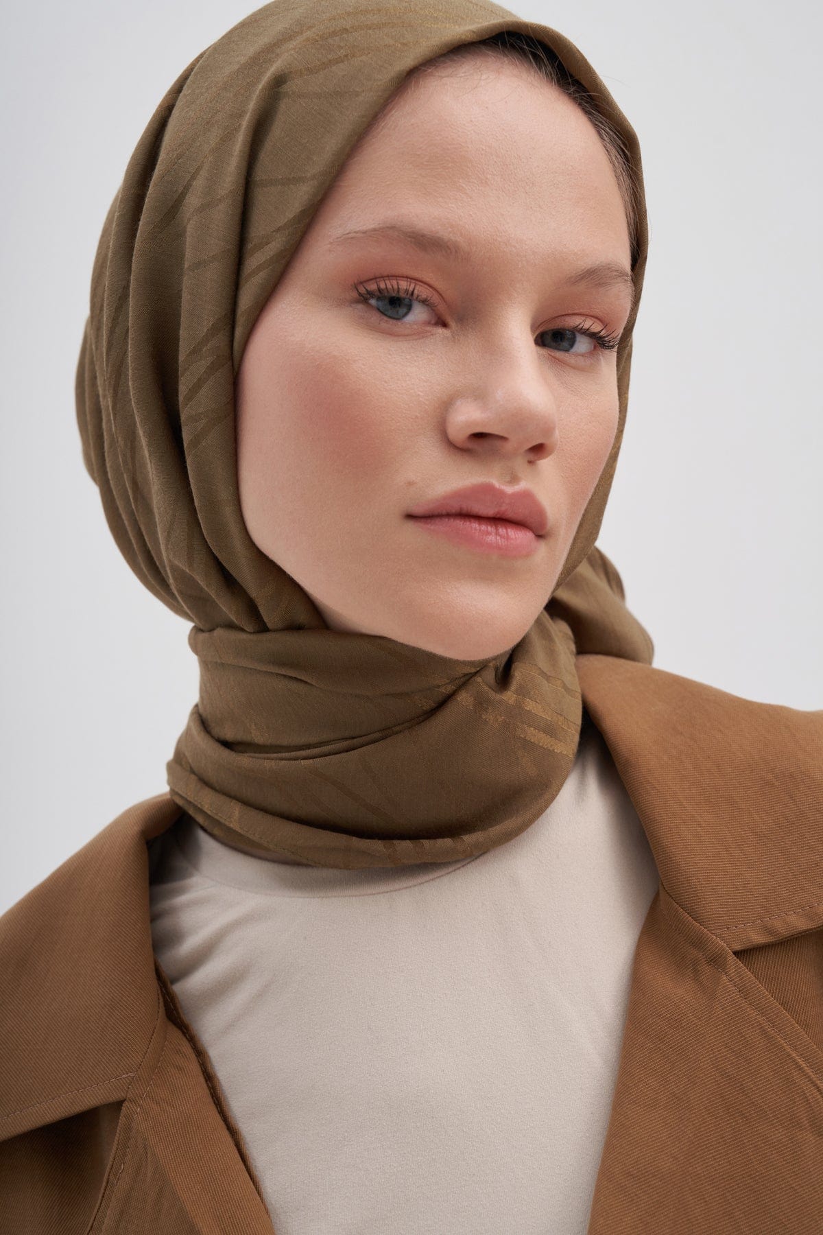 Symmetric Jacquard Italian Silk Scarf Hazel