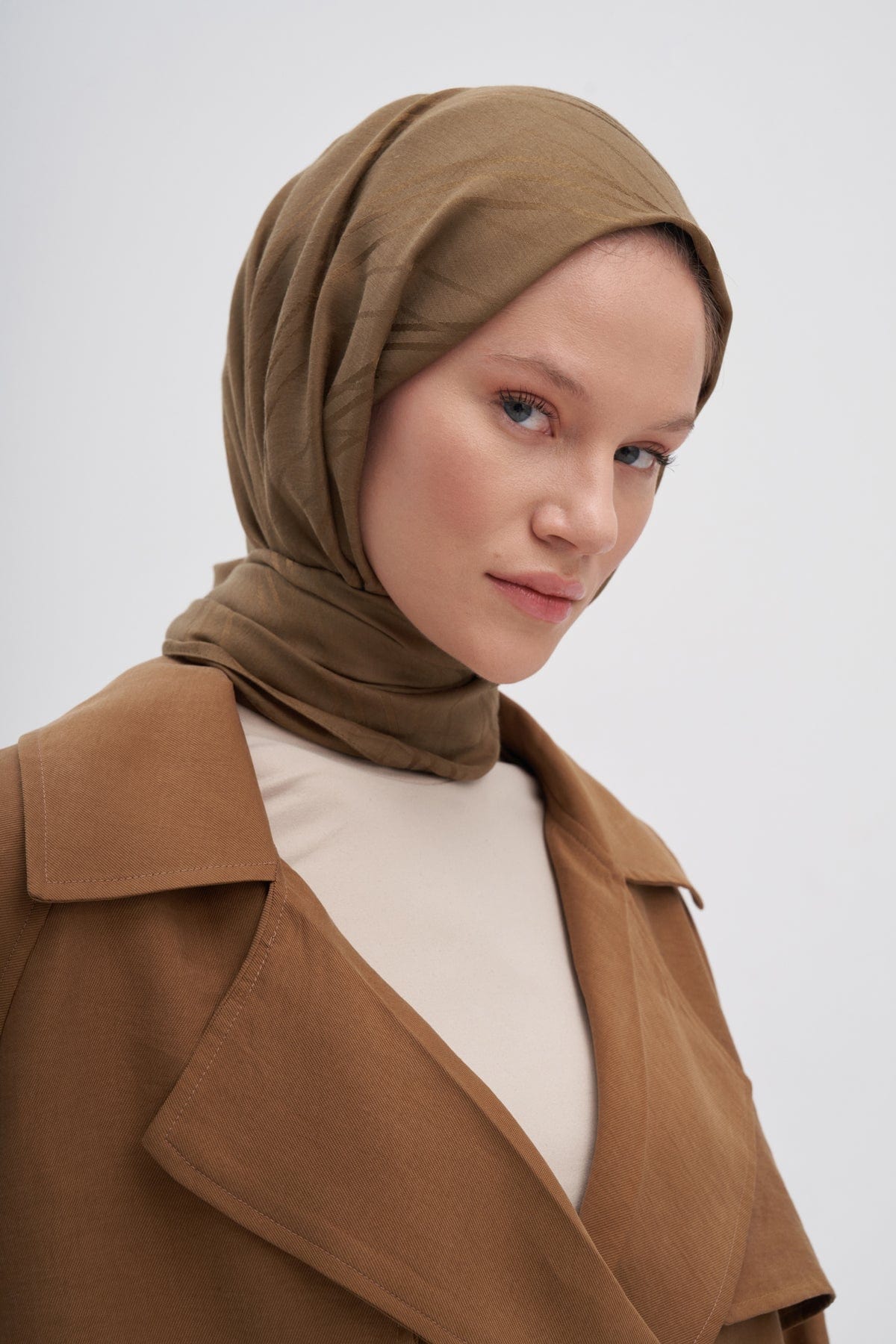 Symmetric Jacquard Italian Silk Scarf Hazel