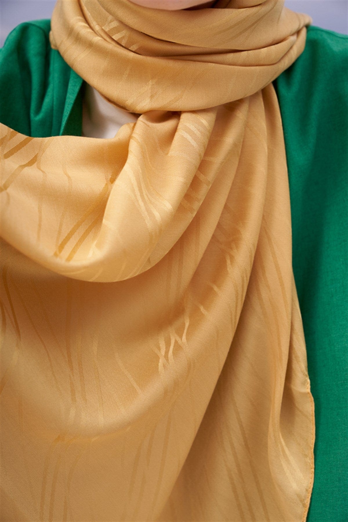 Symmetric Jacquard Italian Silk Scarf Mustard
